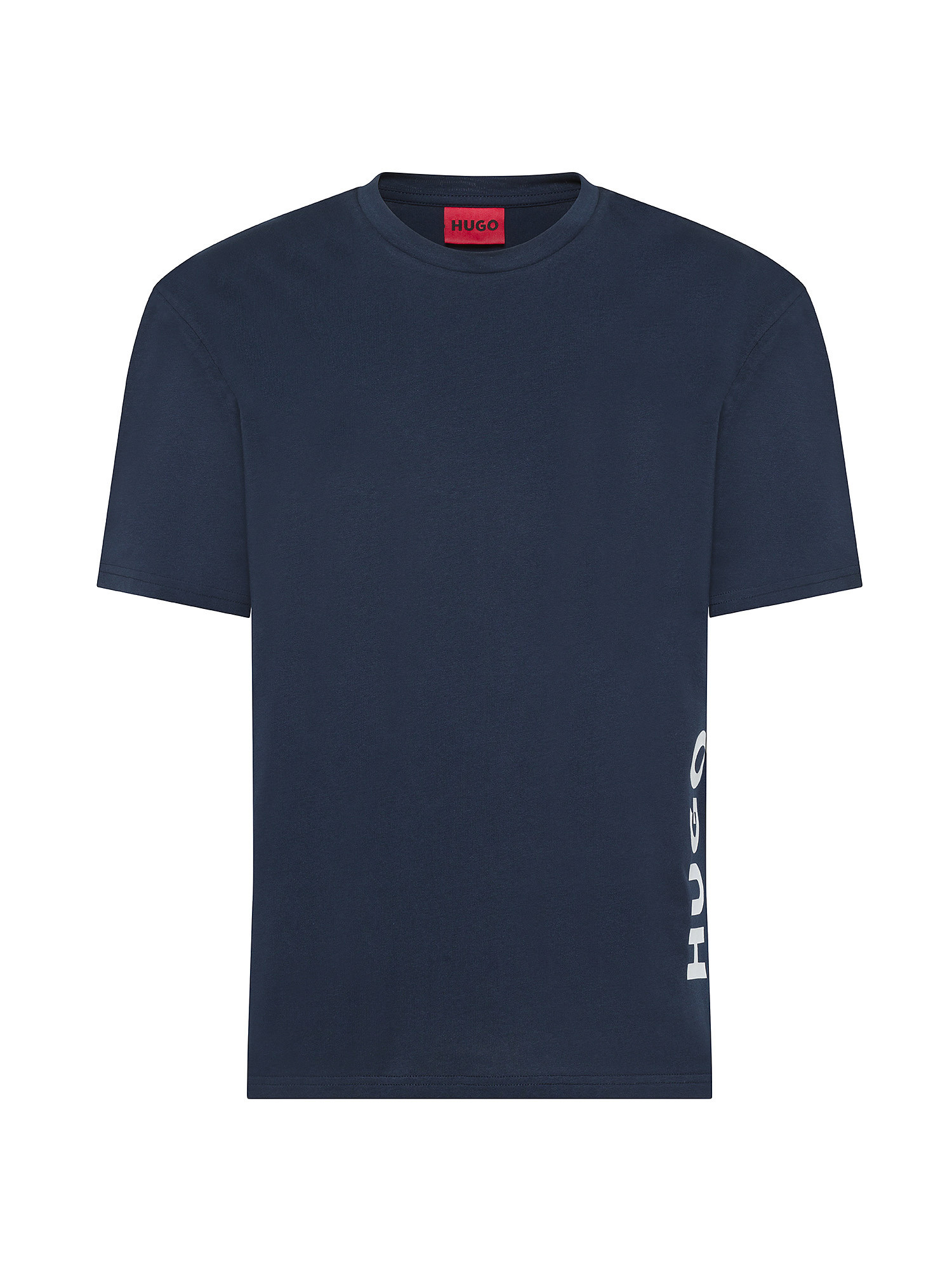 Hugo - T-shirt con stampa logo in cotone, Blu scuro, large image number 0