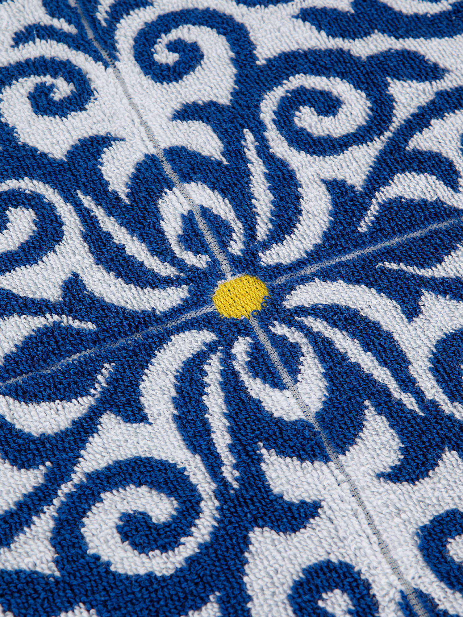 Asciugamano cotone tinto filo motivo maioliche, Blu, large image number 2