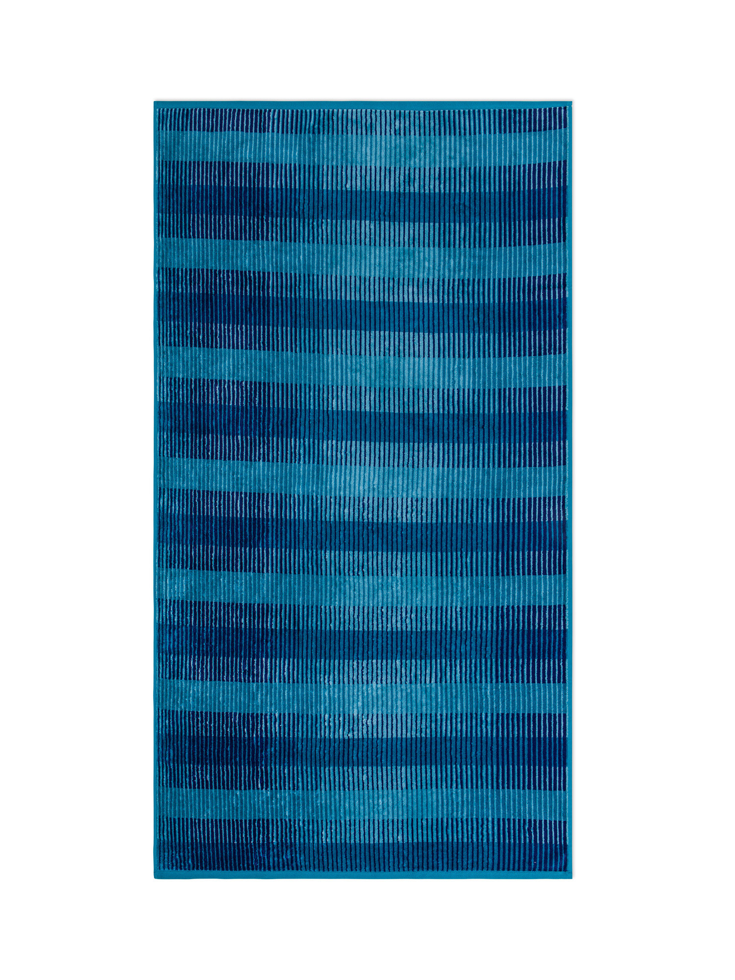 Striped velor cotton terry beach towel, Blue, large image number 0