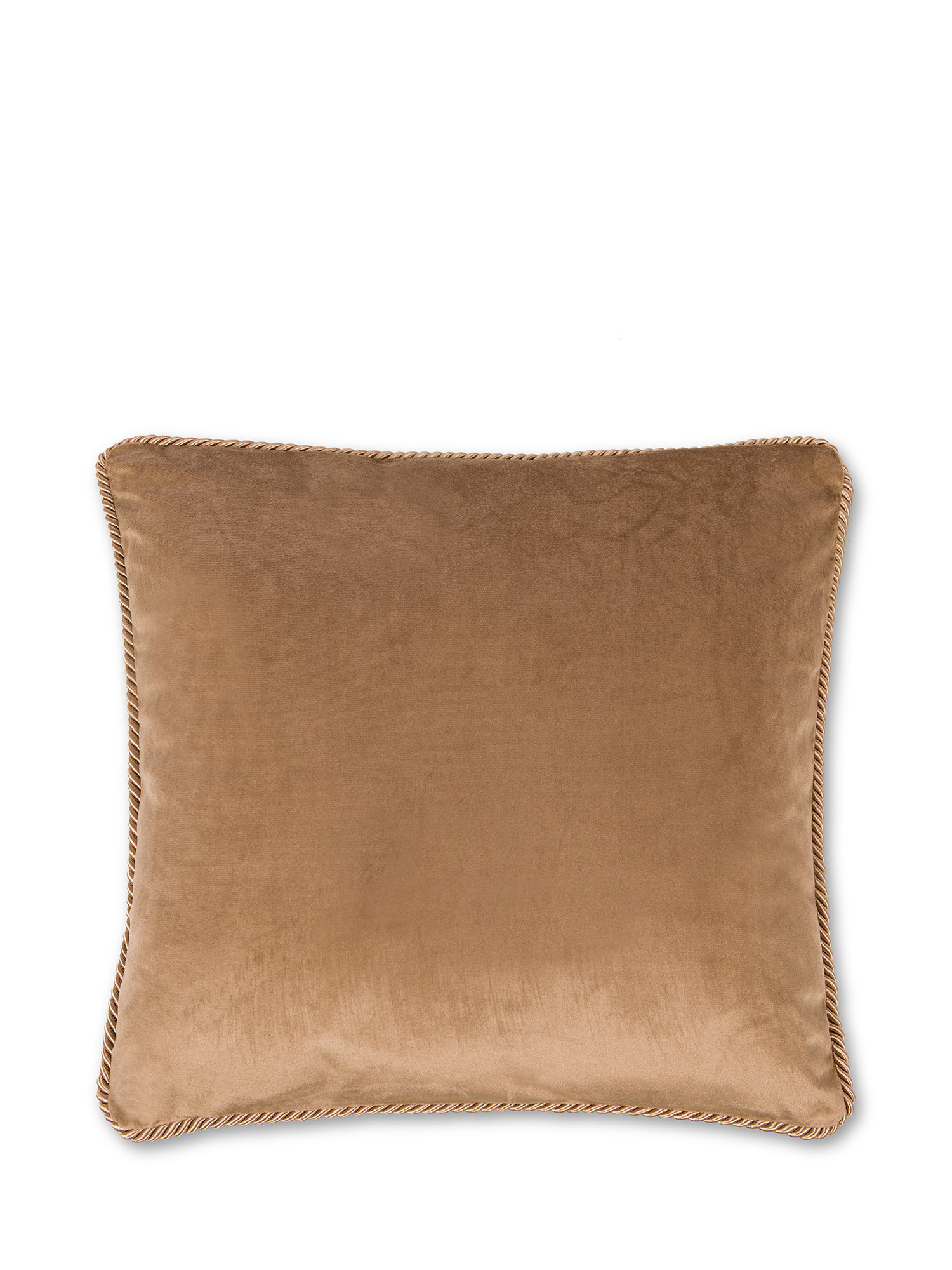 Solid color velvet cushion 45X45cm, TAUPE, large image number 0