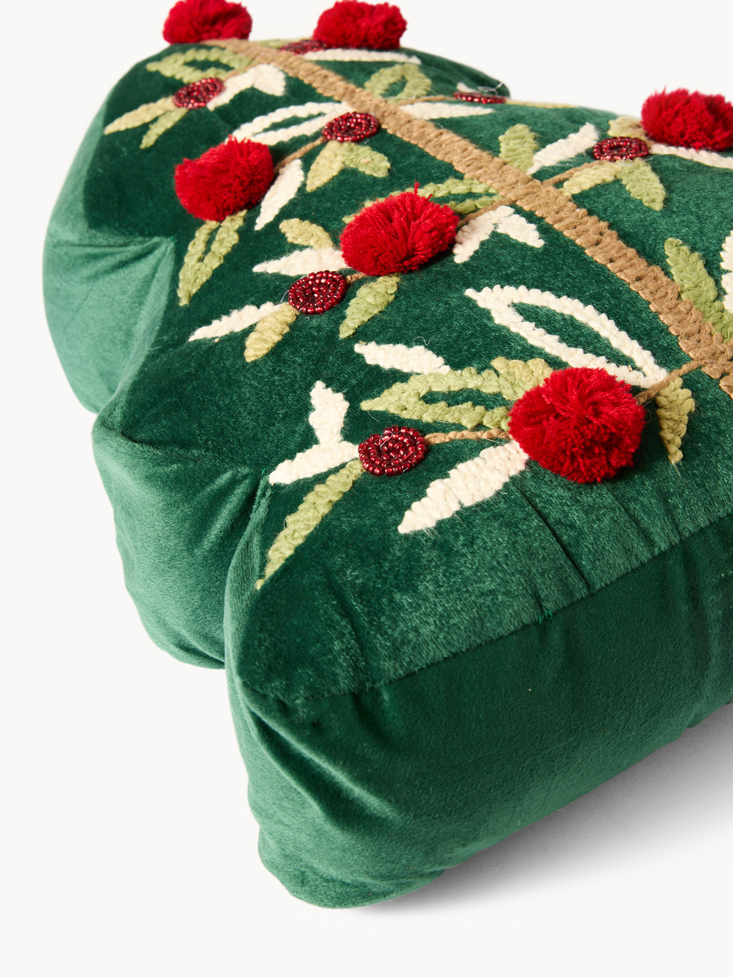 Cuscino albero di Natale ricamato, Verde, large image number 1
