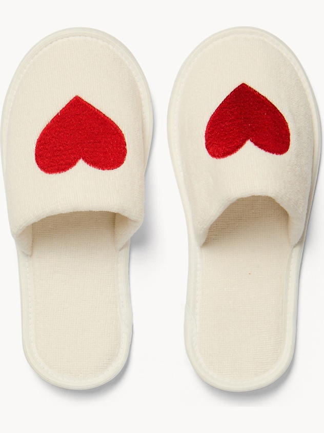 Pantofolo in spugna di cotone ricamo cuore