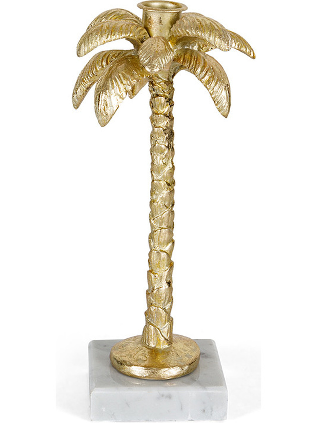 Palm-shaped candlestick on a wooden base marble