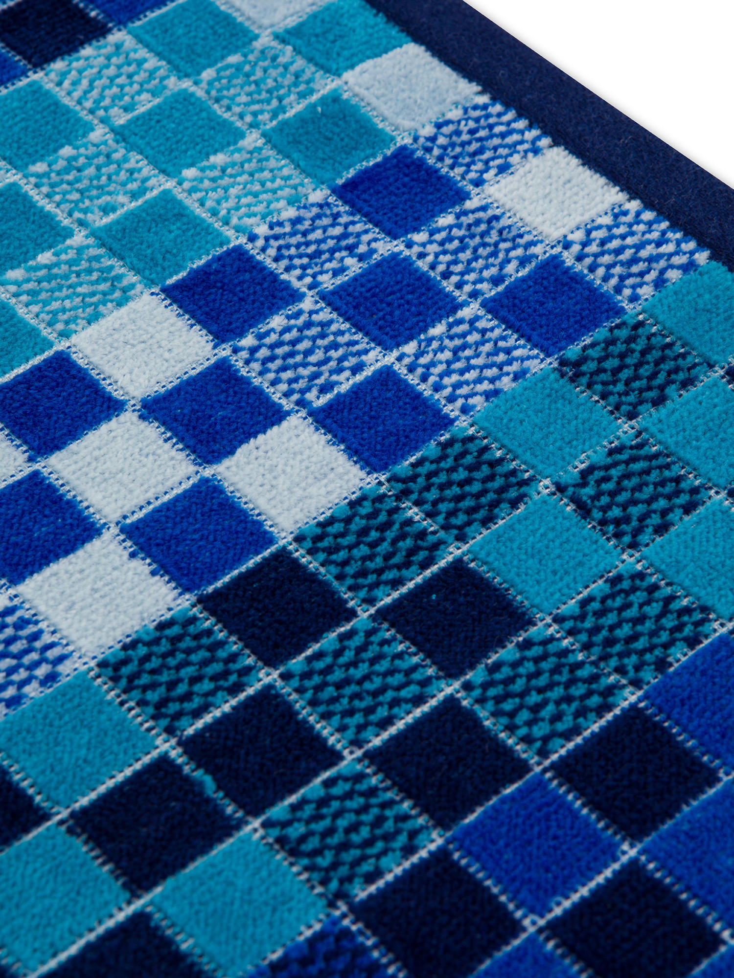 Asciugamano in velour di cotone effetto mosaico, Blu, large image number 2