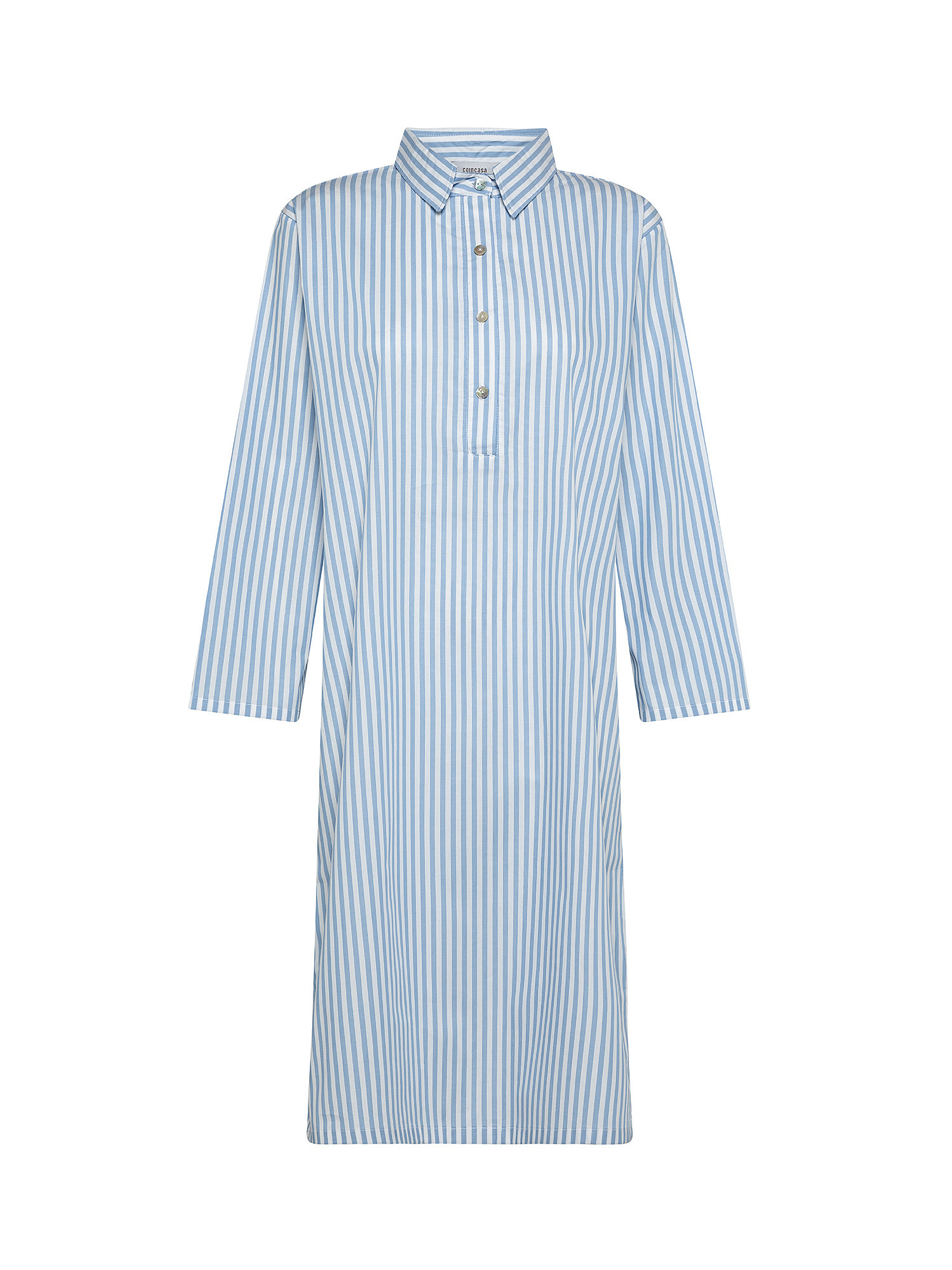 Checkered yarn-dyed cotton shirt dress, Light Blue, large image number 0