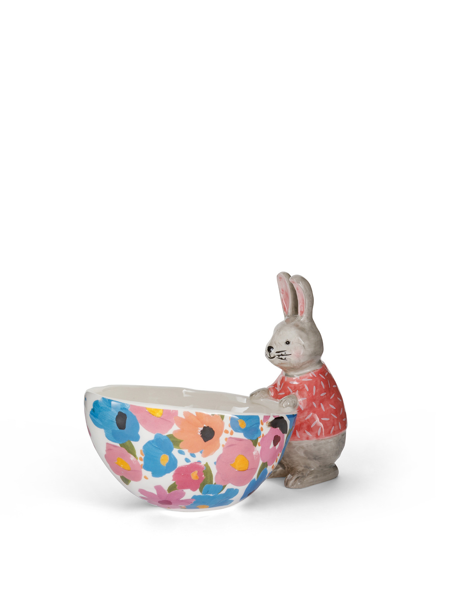 Coppa ceramica decoro coniglietto, Bianco, large image number 0