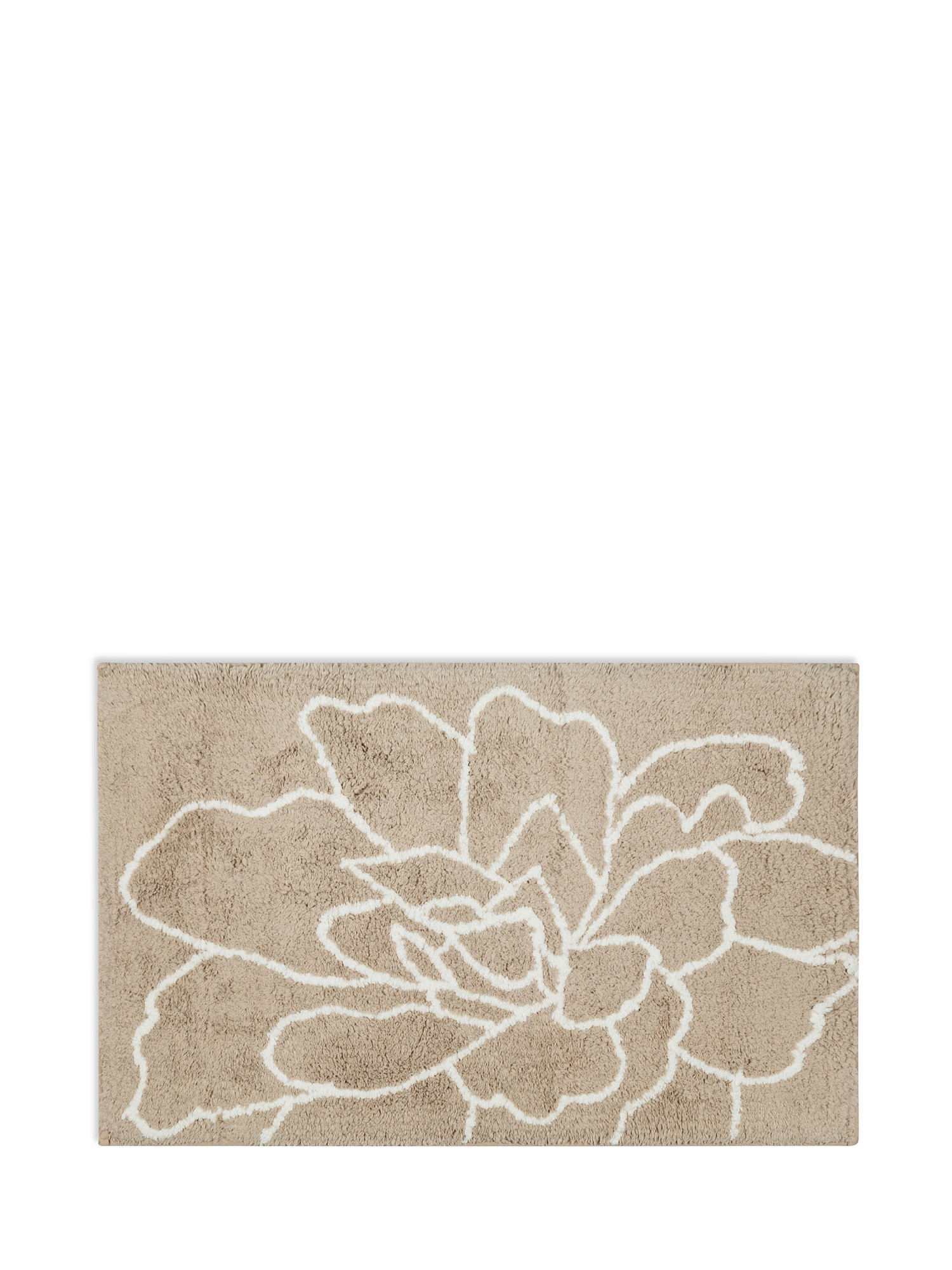Floral cotton terry bath mat, Beige, large image number 0