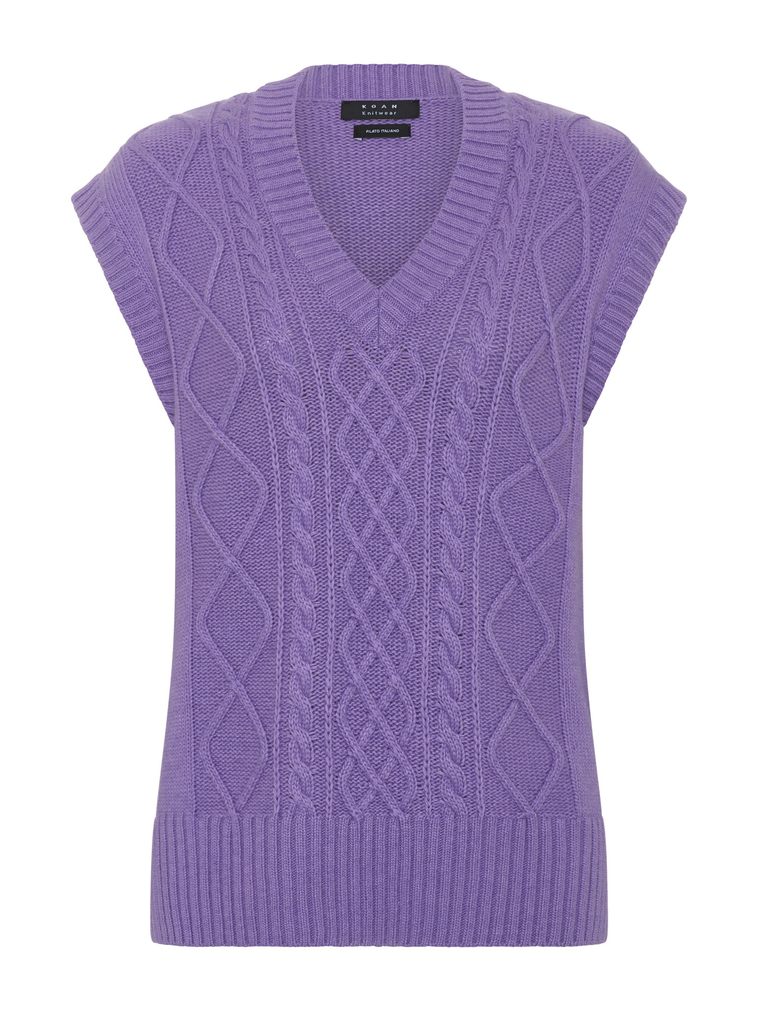 Koan - V-neck vest with diamond pattern, Purple Lilac, large image number 0