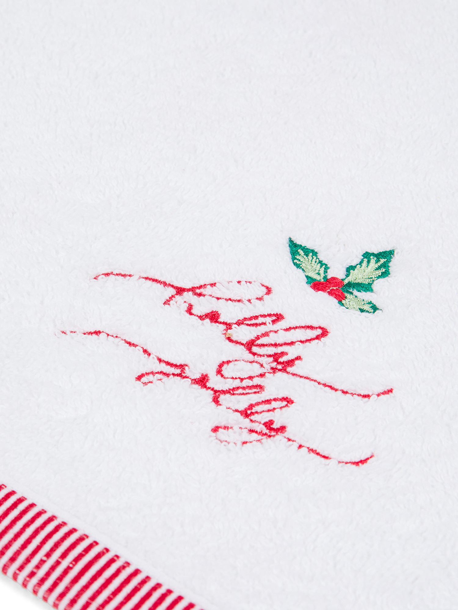 Set 2 asciugamani cotone ricamo natalizio, Bianco, large image number 2