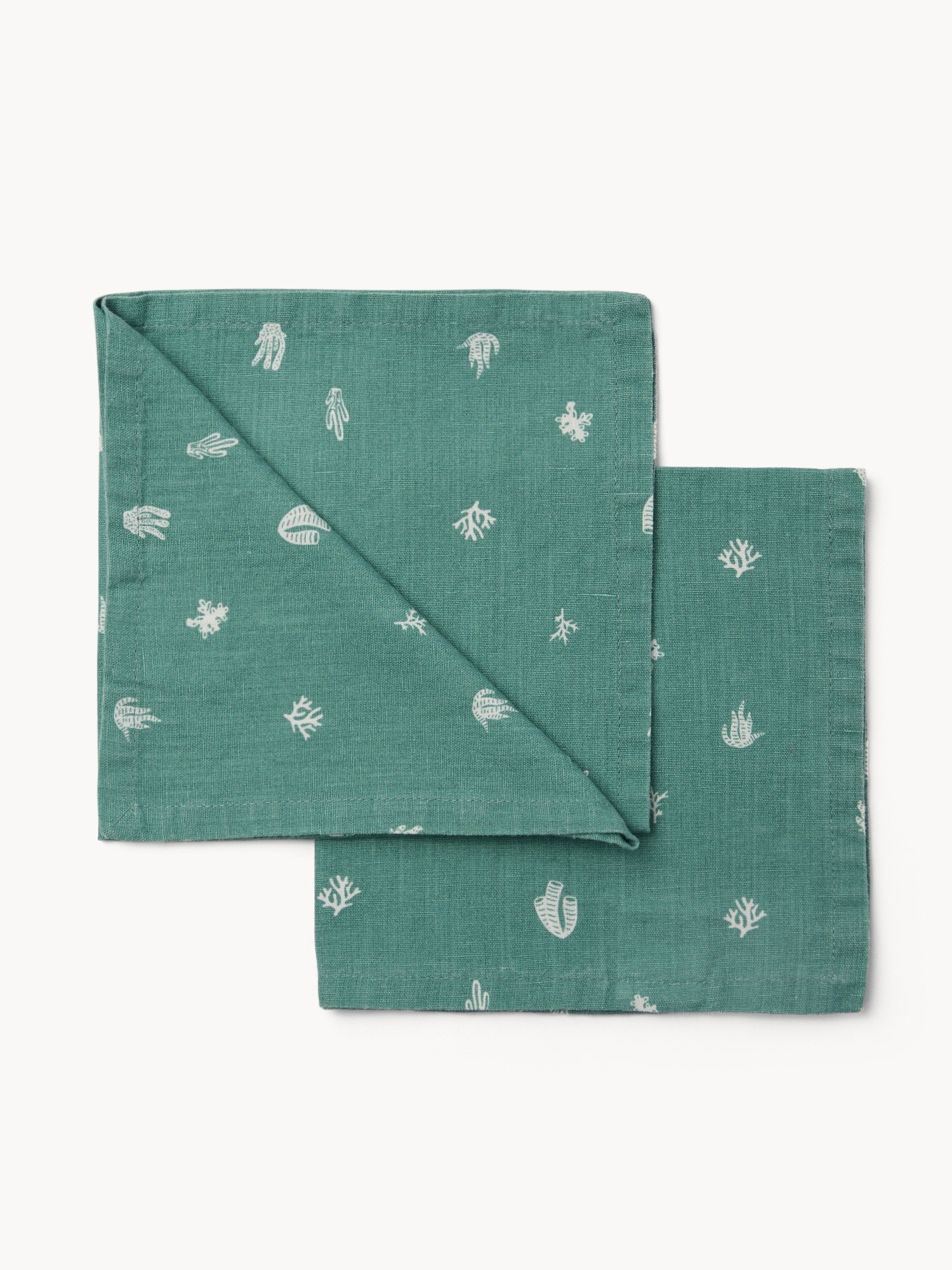 Set of 2 Linen Blend Napkins with Marine Print - Introductory Price, Blue Cornflower, large image number 0