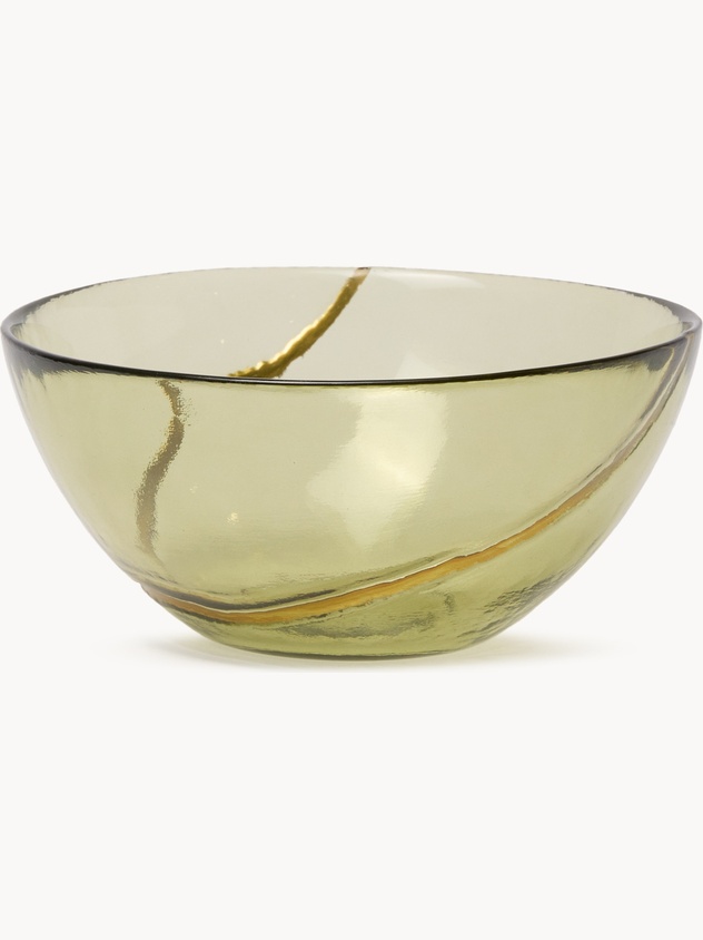 Sage green bowl with Kintsugi effect