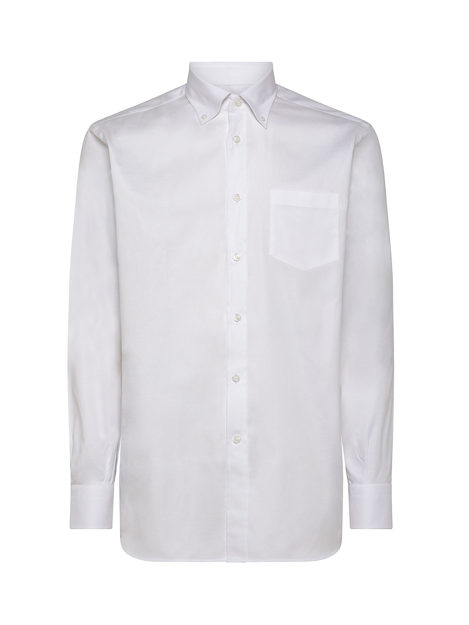 Camicia slim fit cotone oxford, Bianco, large image number 0