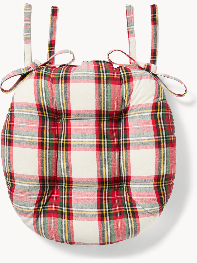 Cuscino da sedia tartan in puro cotone tinto filo