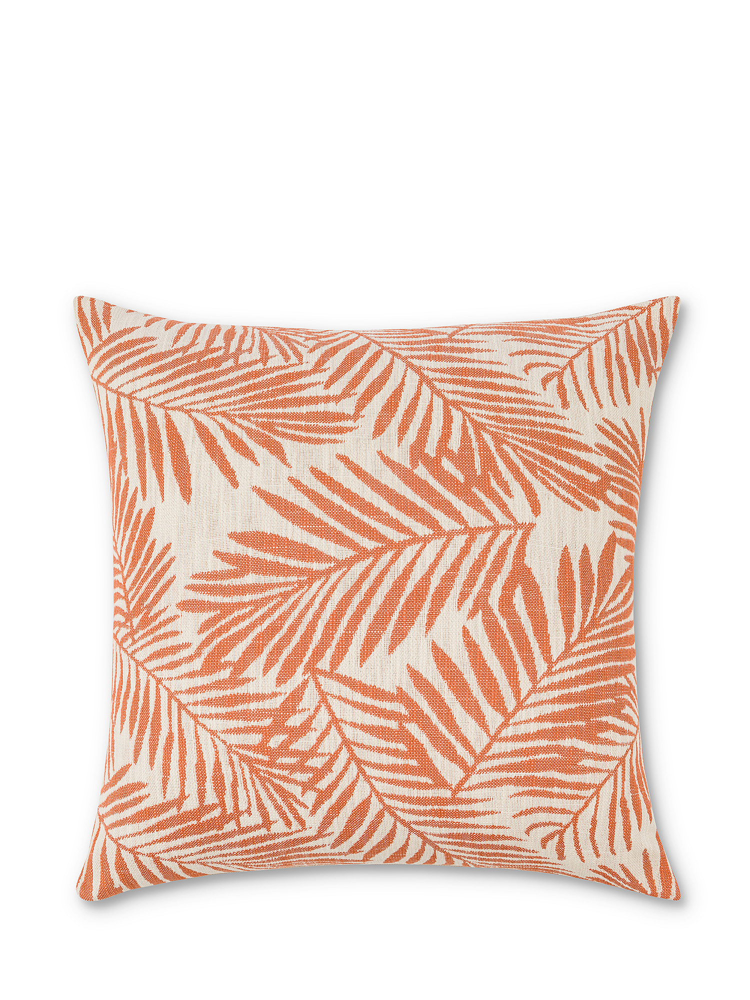 Leaves motif fabric cushion 45x45cm, Light Orange, large image number 0