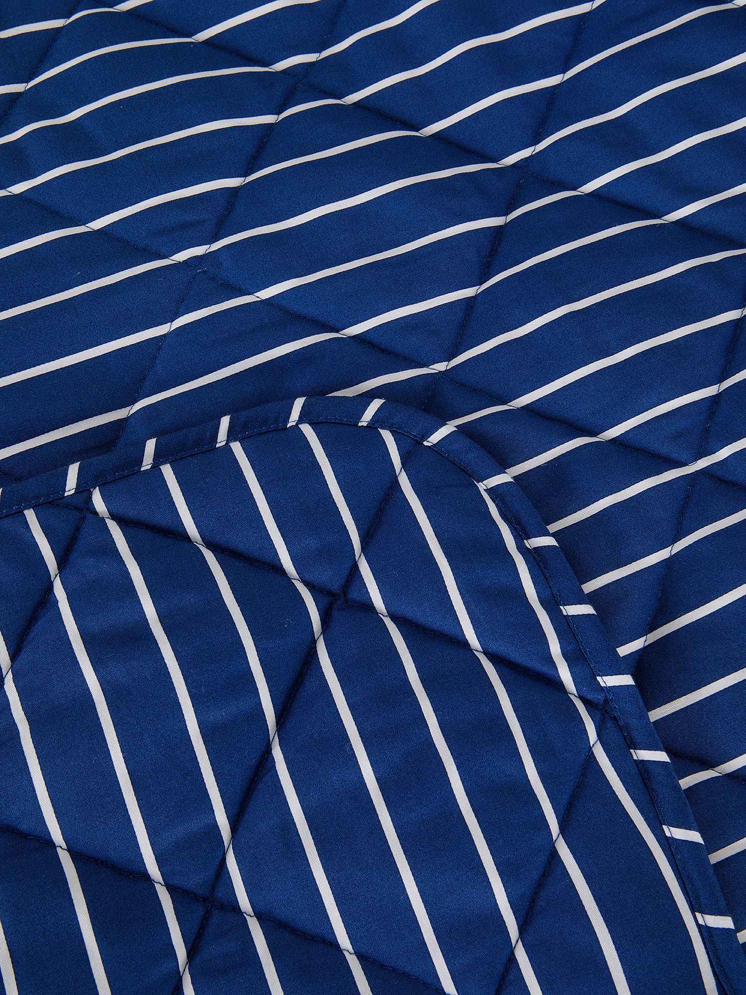 Striped cotton satin quilt, Blue, large image number 1