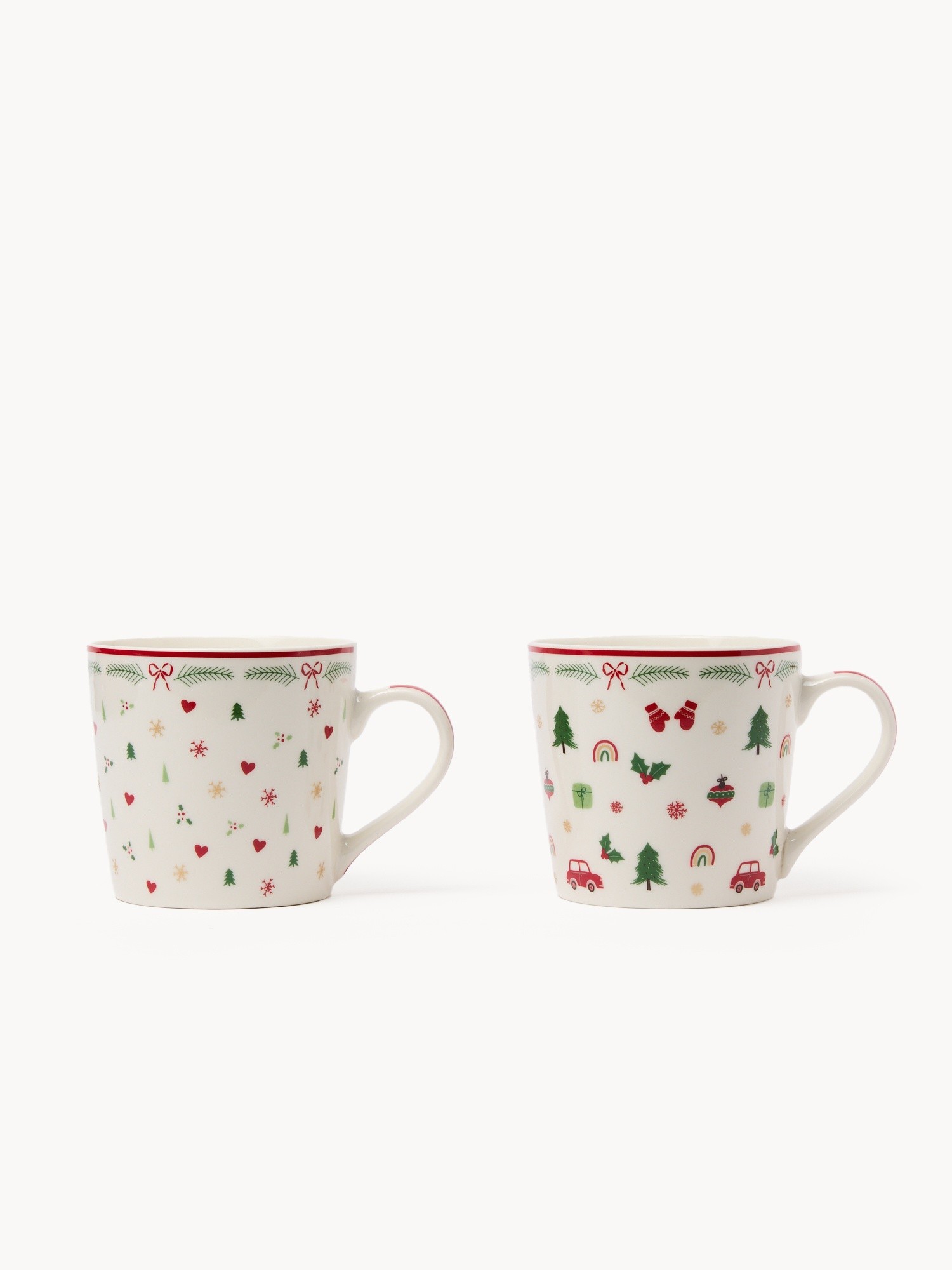 Set of 2 mugs in New Bone China with Christmas motifs, Multicolor, large image number 0