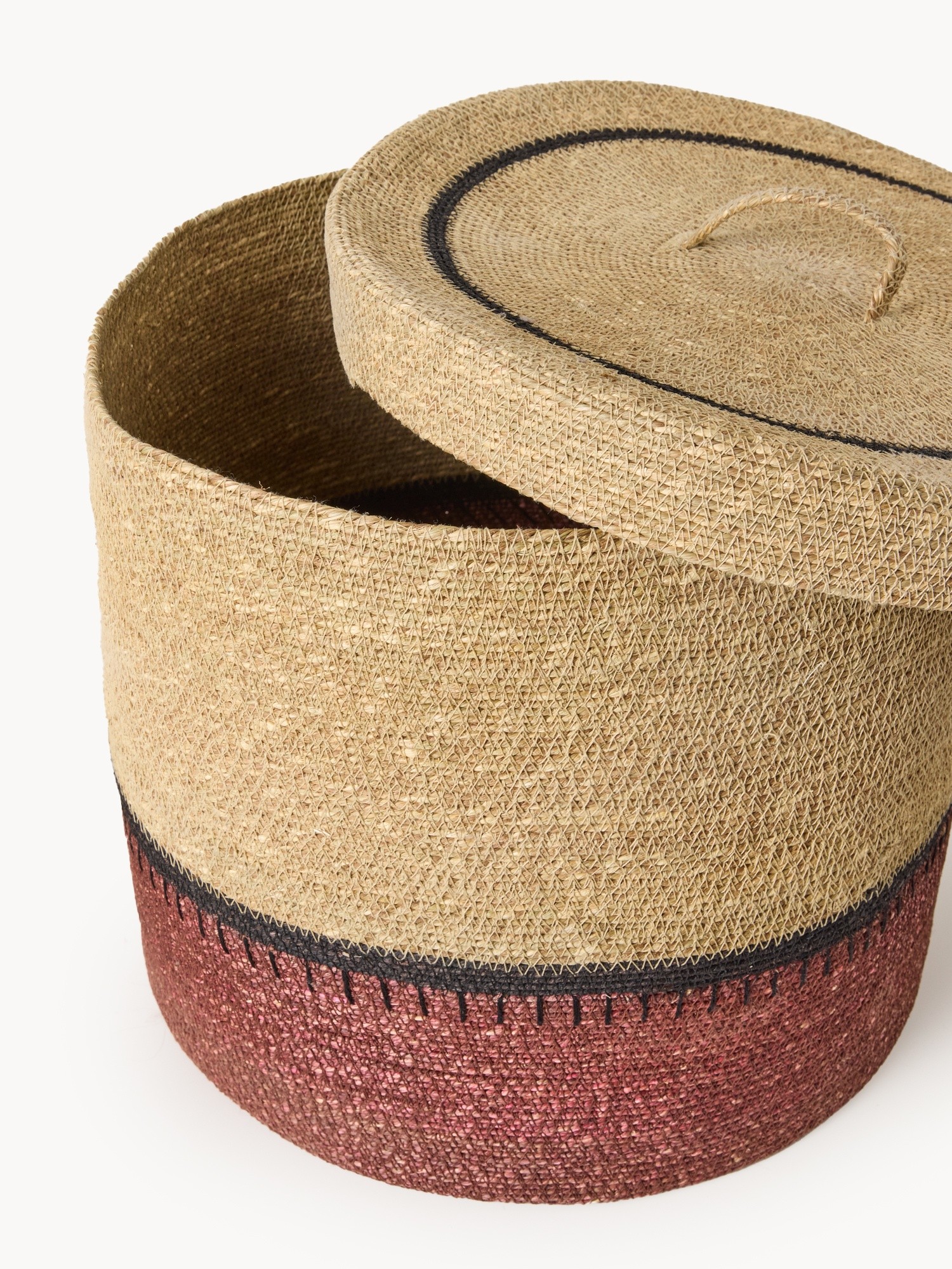 Hand-woven and painted seagrass basket, Multicolor, large image number 1
