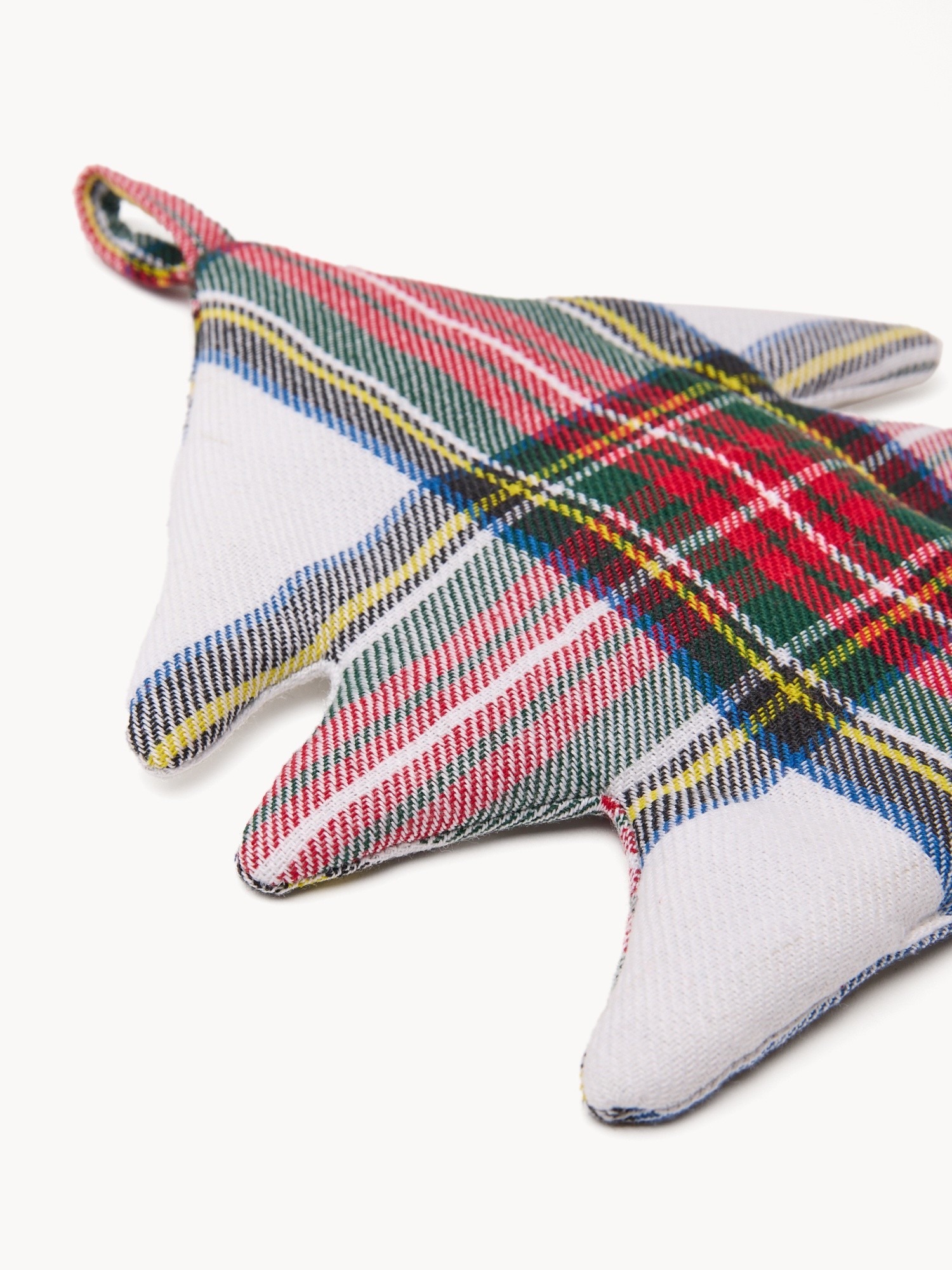 Set of 3 Christmas-themed pot holders with a tartan pattern, Brick Red, large image number 1