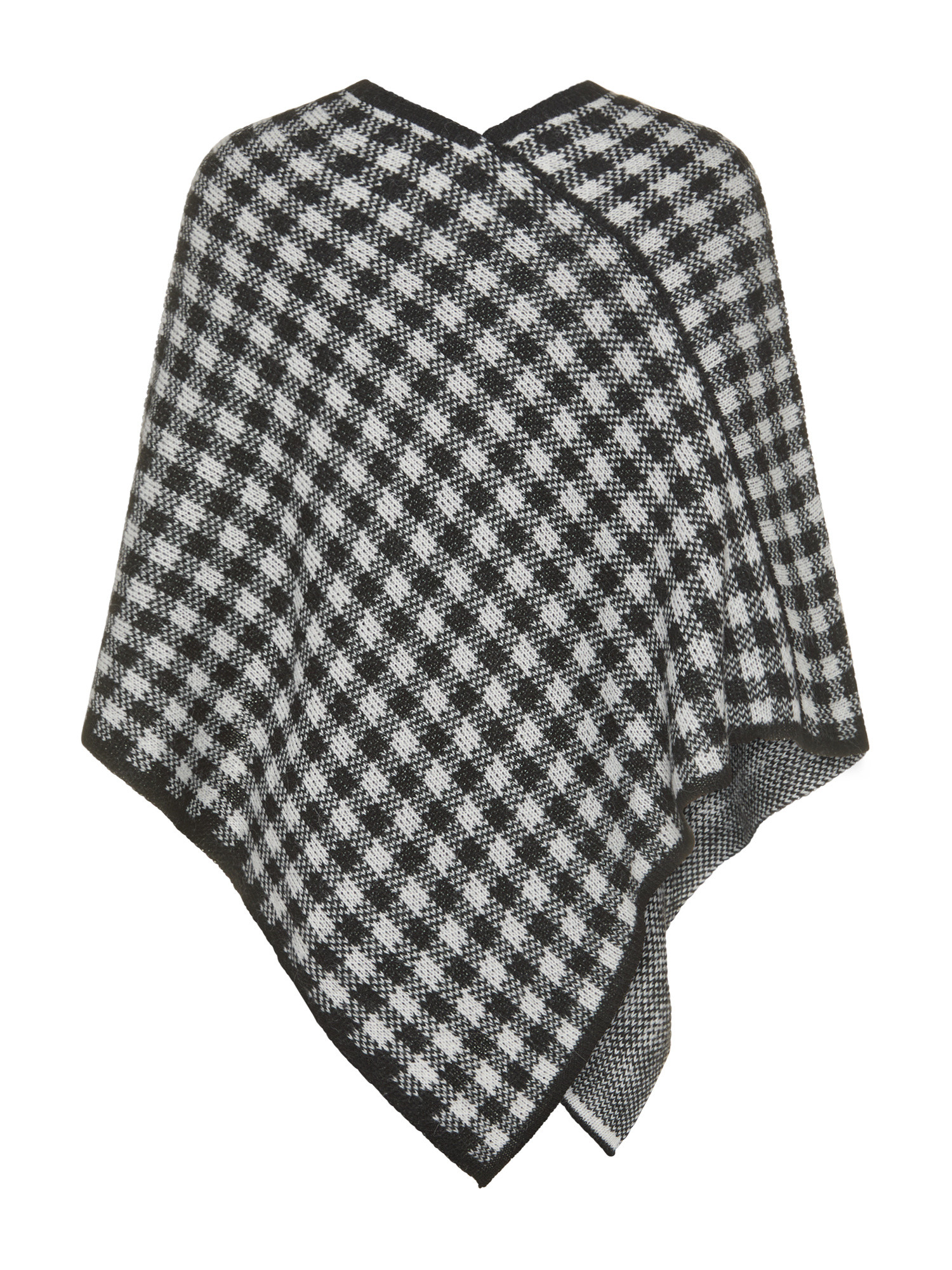Koan - Checked jacquard knit poncho, White, large image number 1