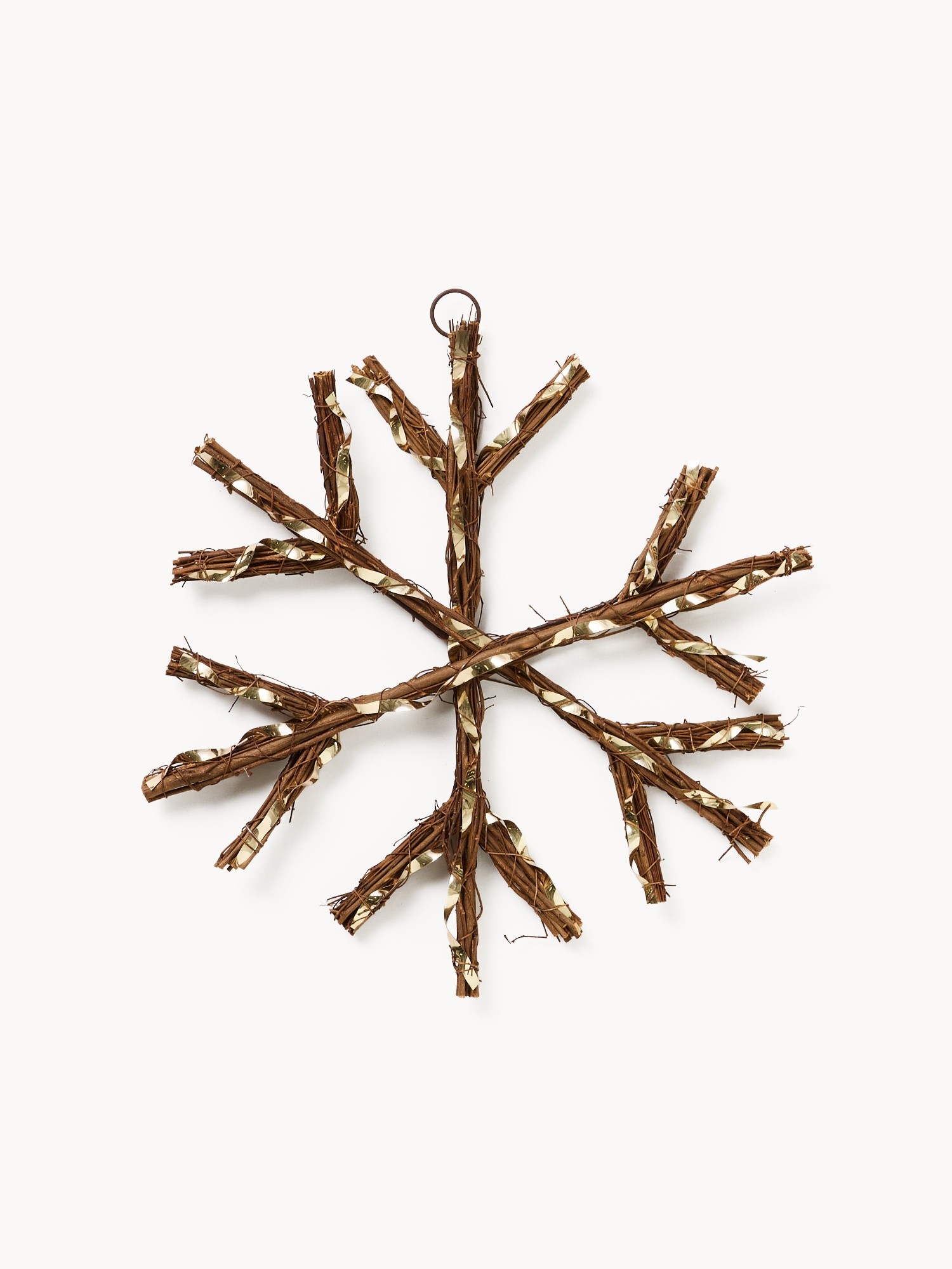 Rattan snowflake decoration, Marrone/Oro, large image number 0