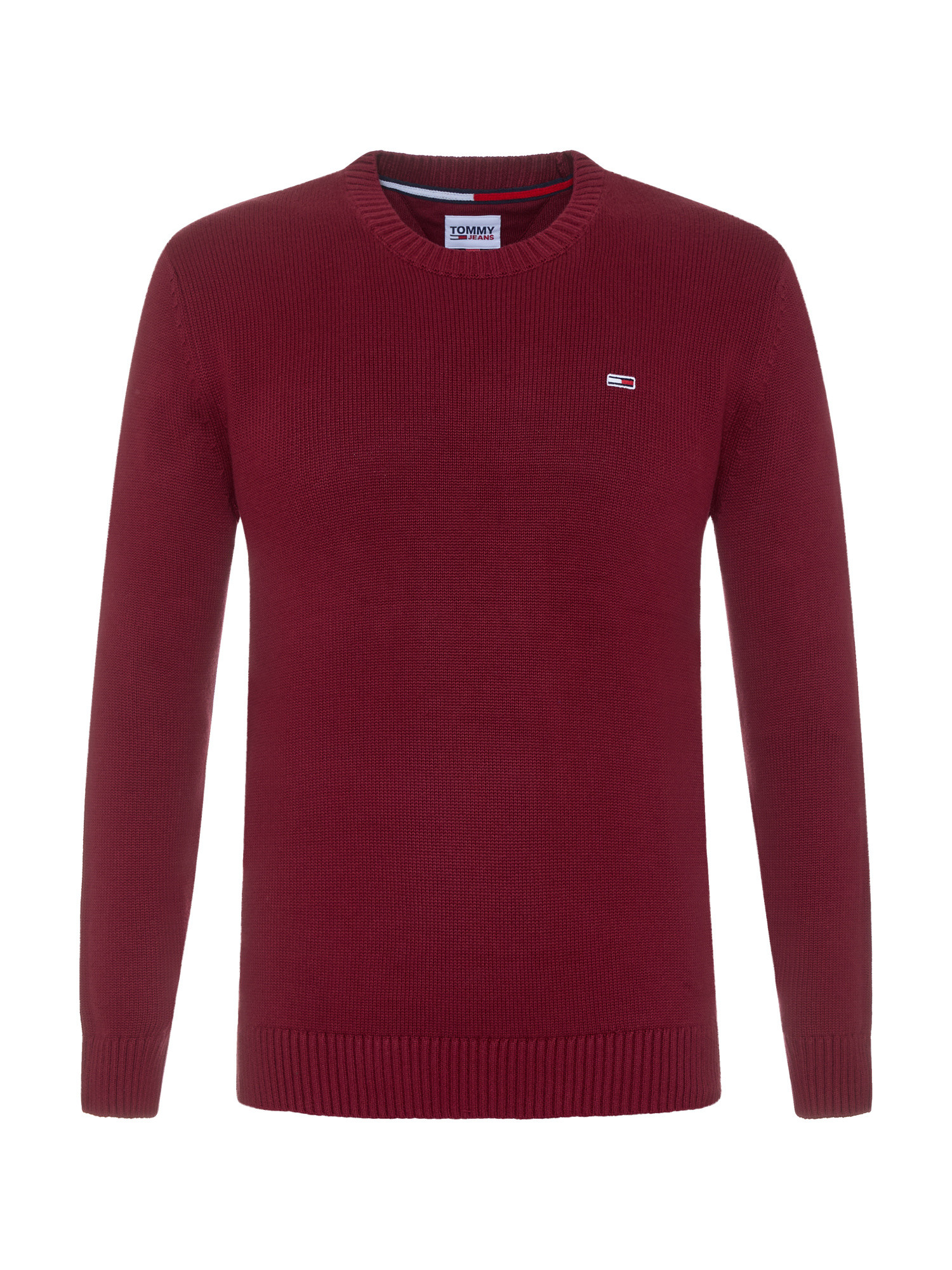 Tommy Jeans - Pullover in cotone regular fit con micro logo, Rosso, large image number 0