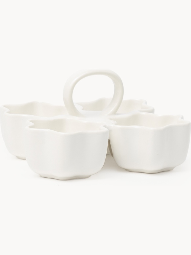 Flower-shaped ceramic 4-course appetizer platter