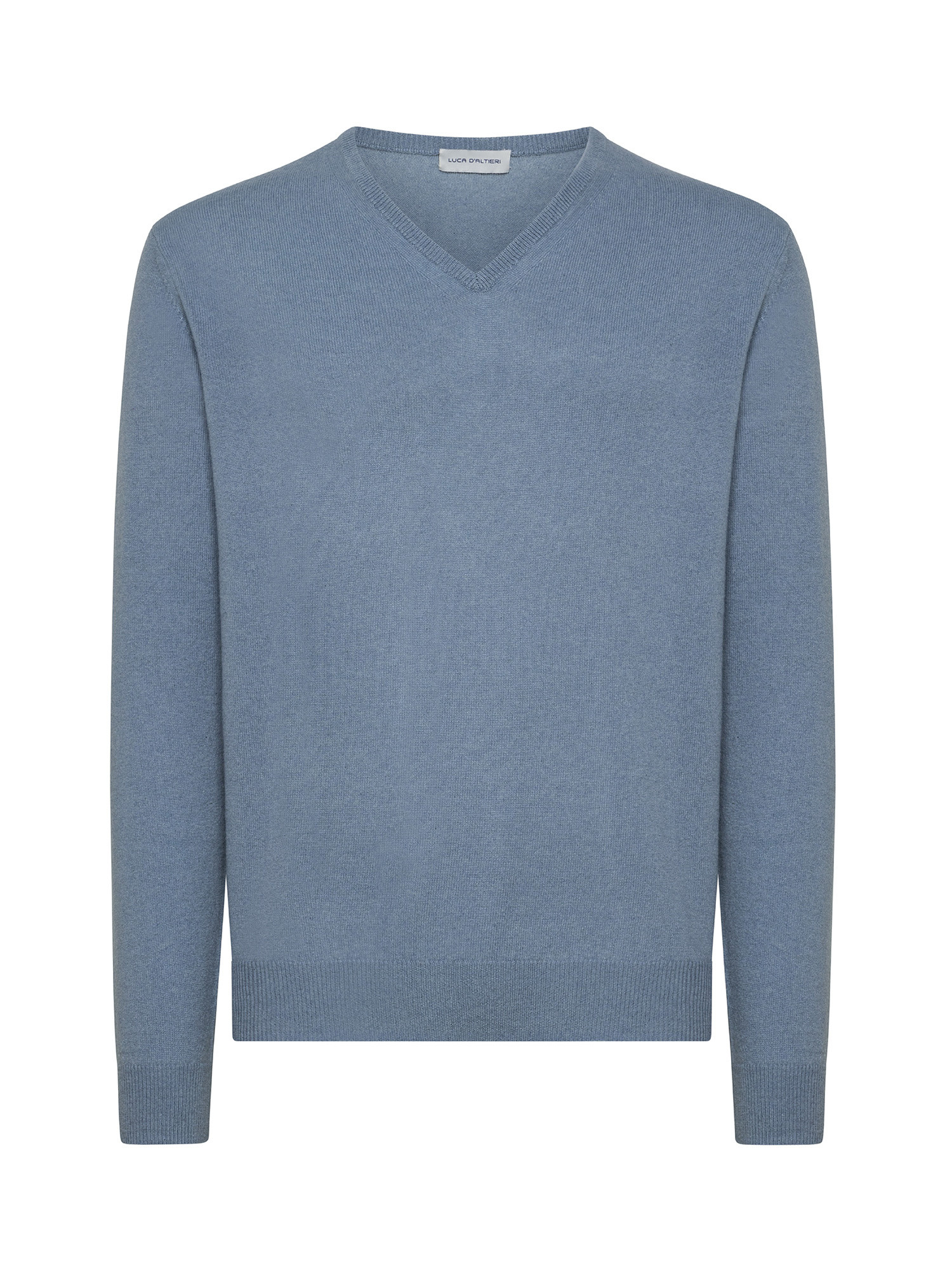 V-neck pullover in pure cashmere, Light Blue, large image number 0