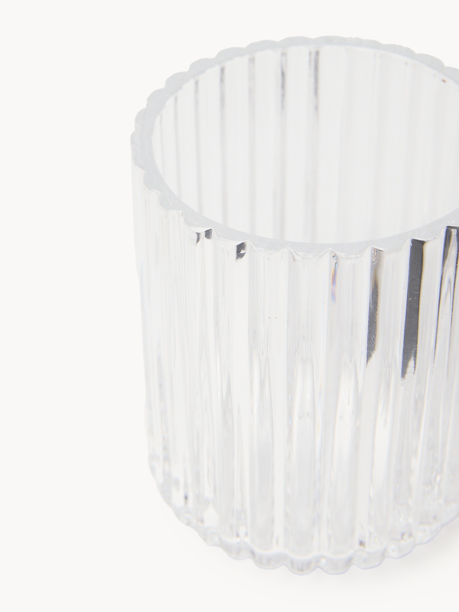 Fluted Glass Toothbrush Holder, Transparent, large image number 1