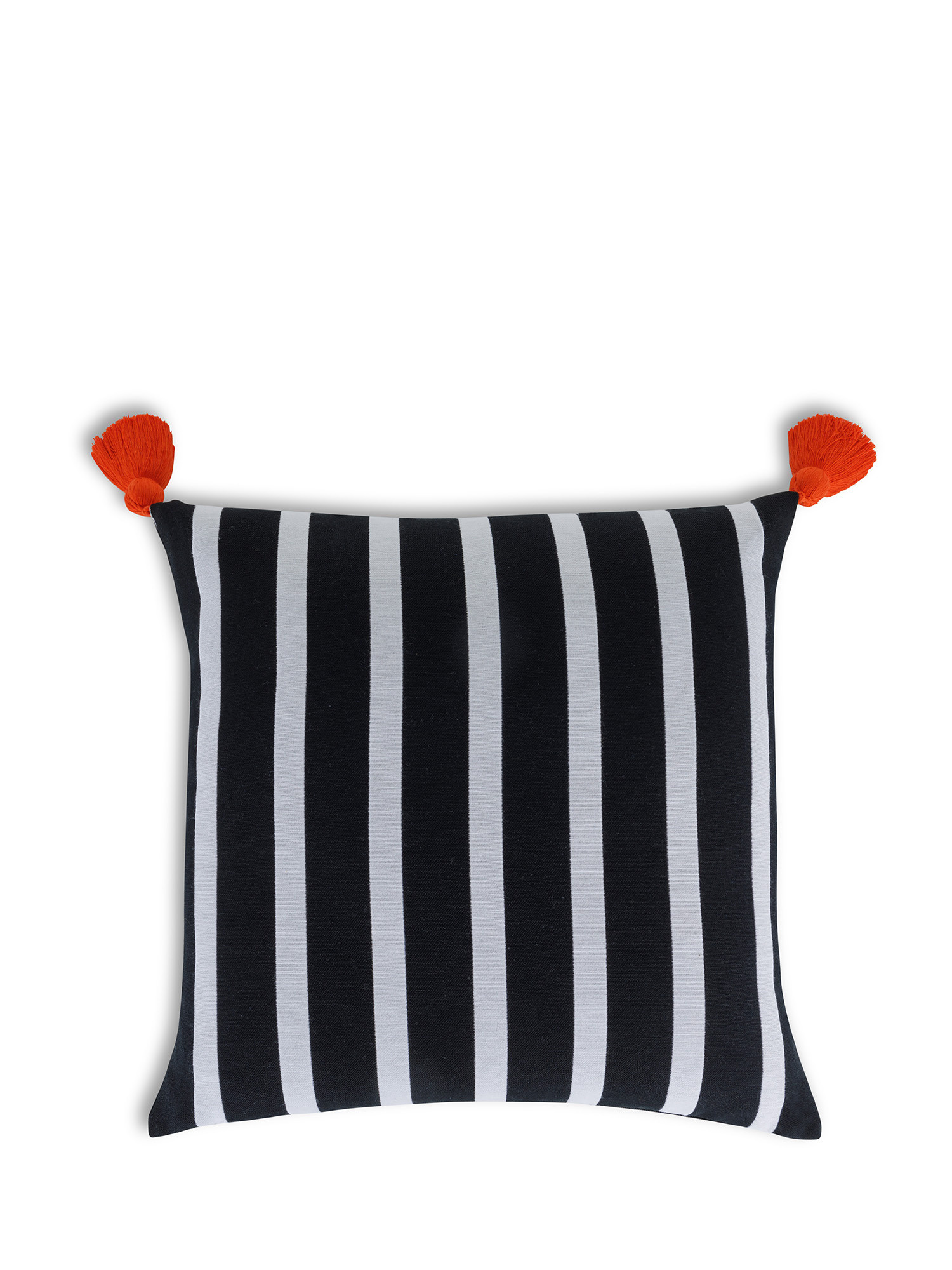 Striped cushion with tassels 45x45 cm, Black, large image number 1