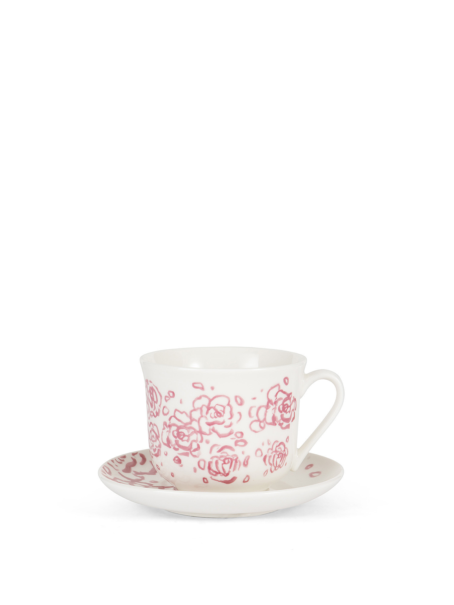 New bone china breakfast cup with roses decoration, White, large image number 0