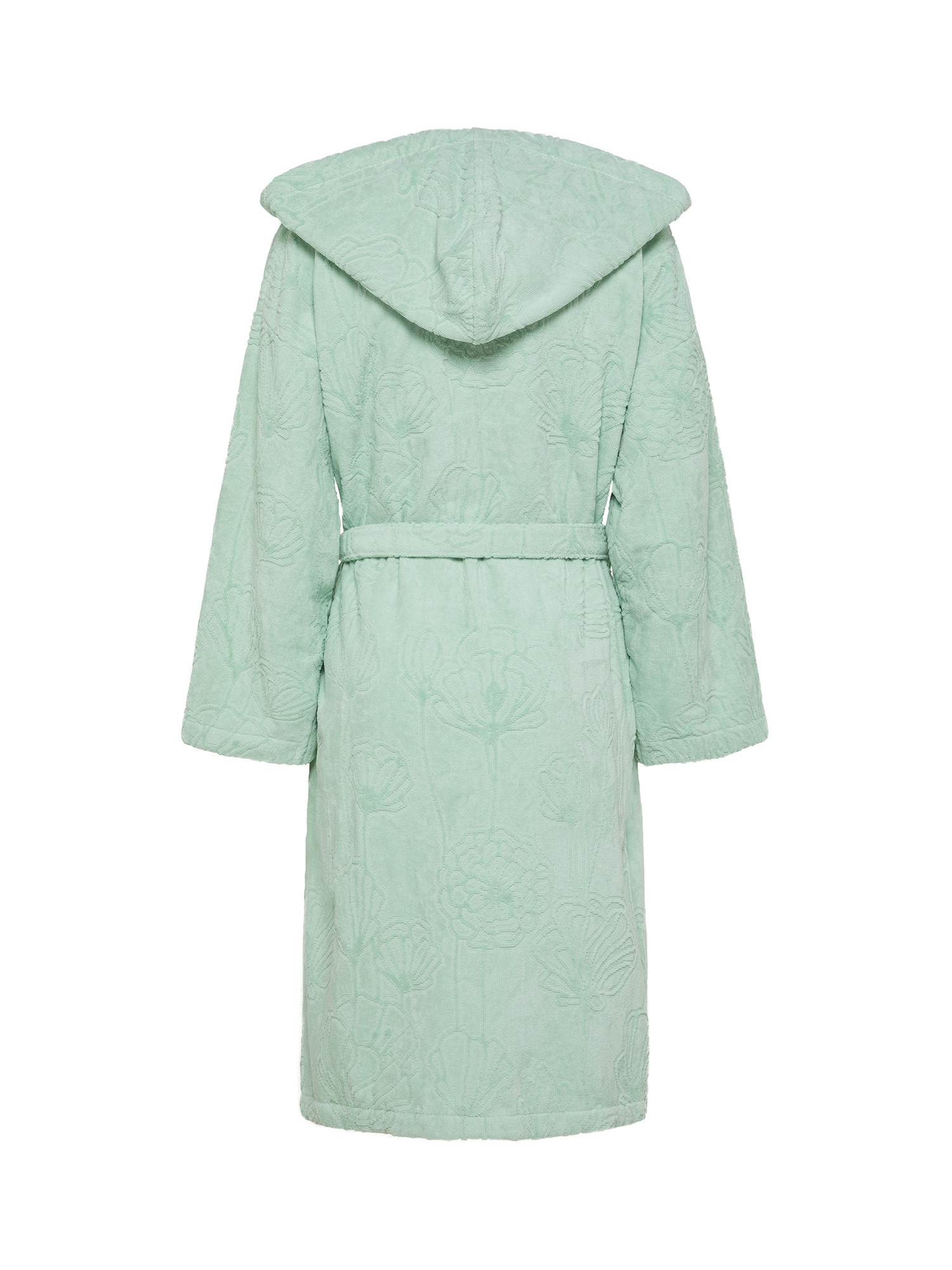 Accappatoio cotone velour motivo floreale, Verde, large image number 1