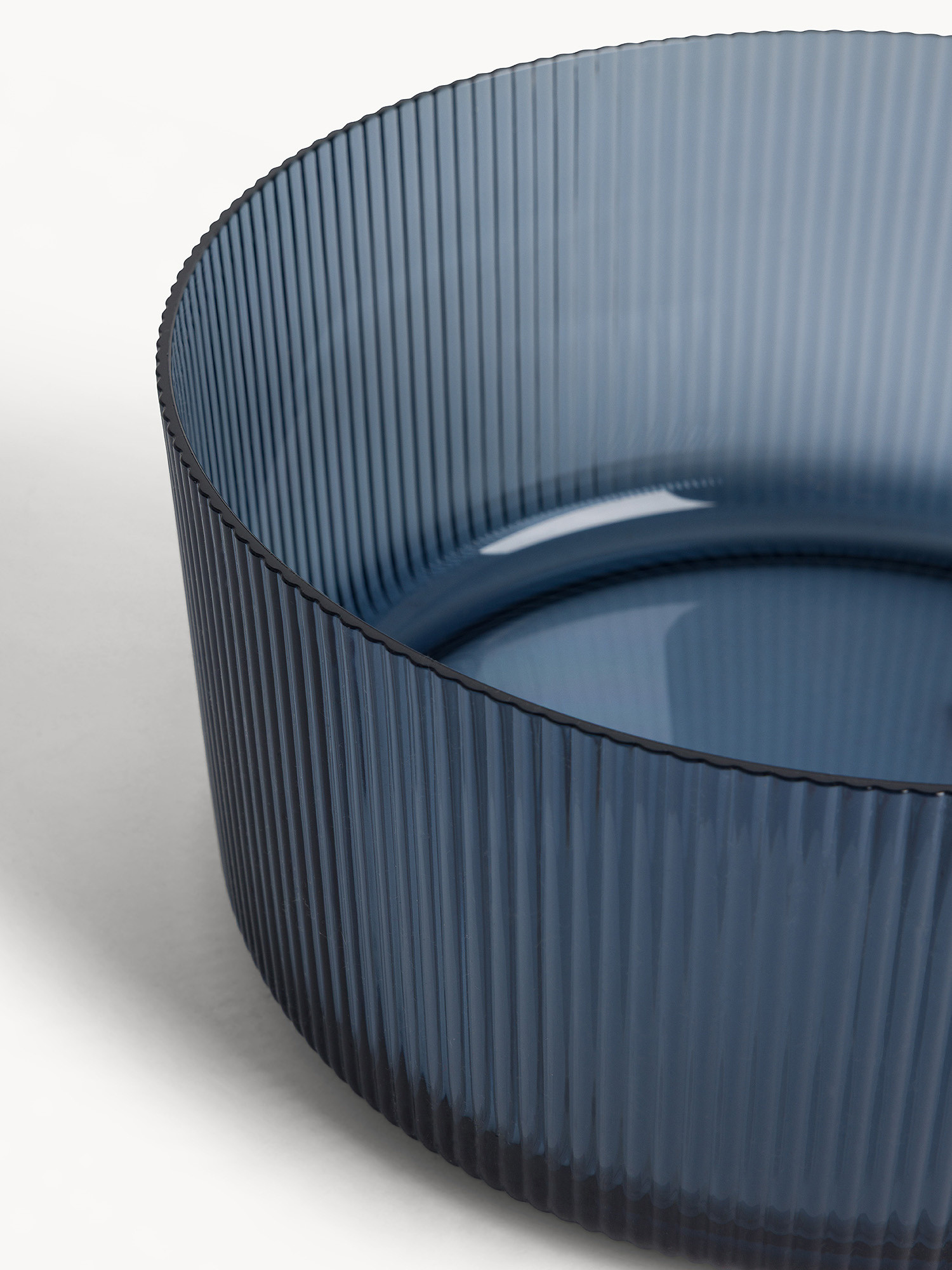Insalatiera in plastica rigata, Blu, large image number 1