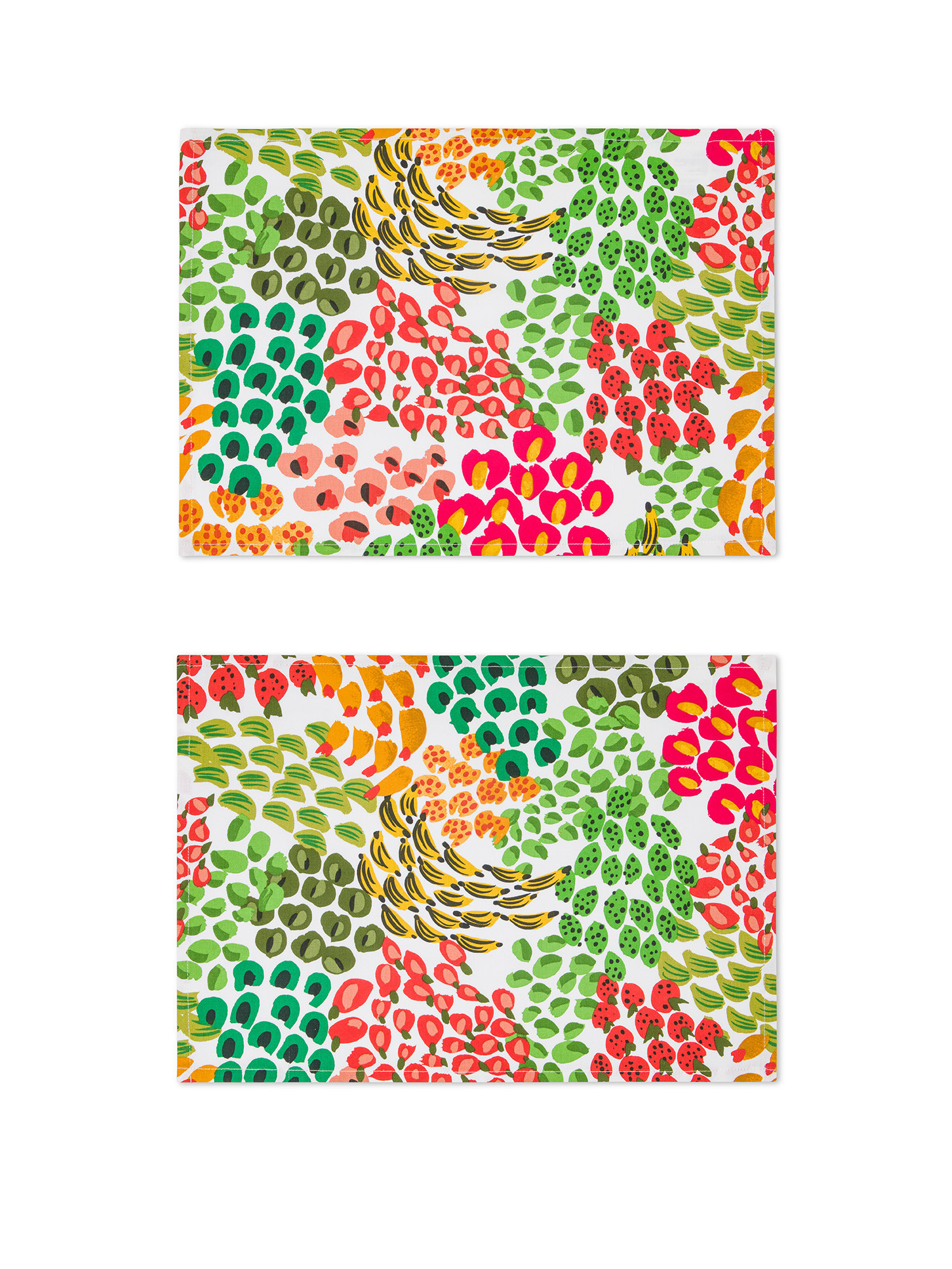 Set of 2 panama cotton placemats with fruit print, Multicolor, large image number 0