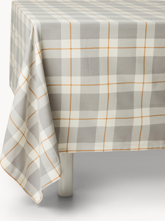 Yarn-dyed pure cotton Teflon-coated tablecloth with check pattern