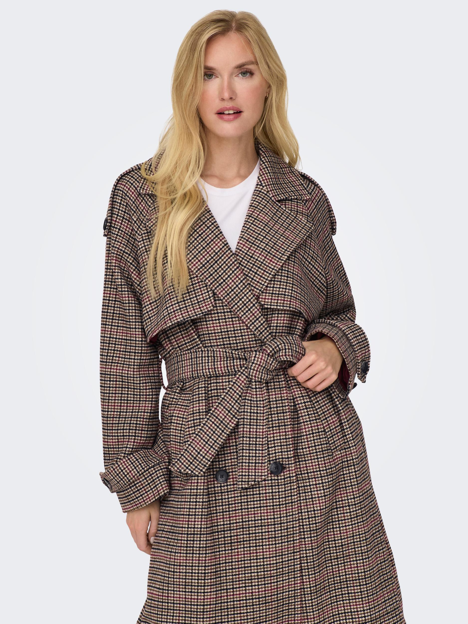Only - Checked trench coat, Light Brown, large image number 4