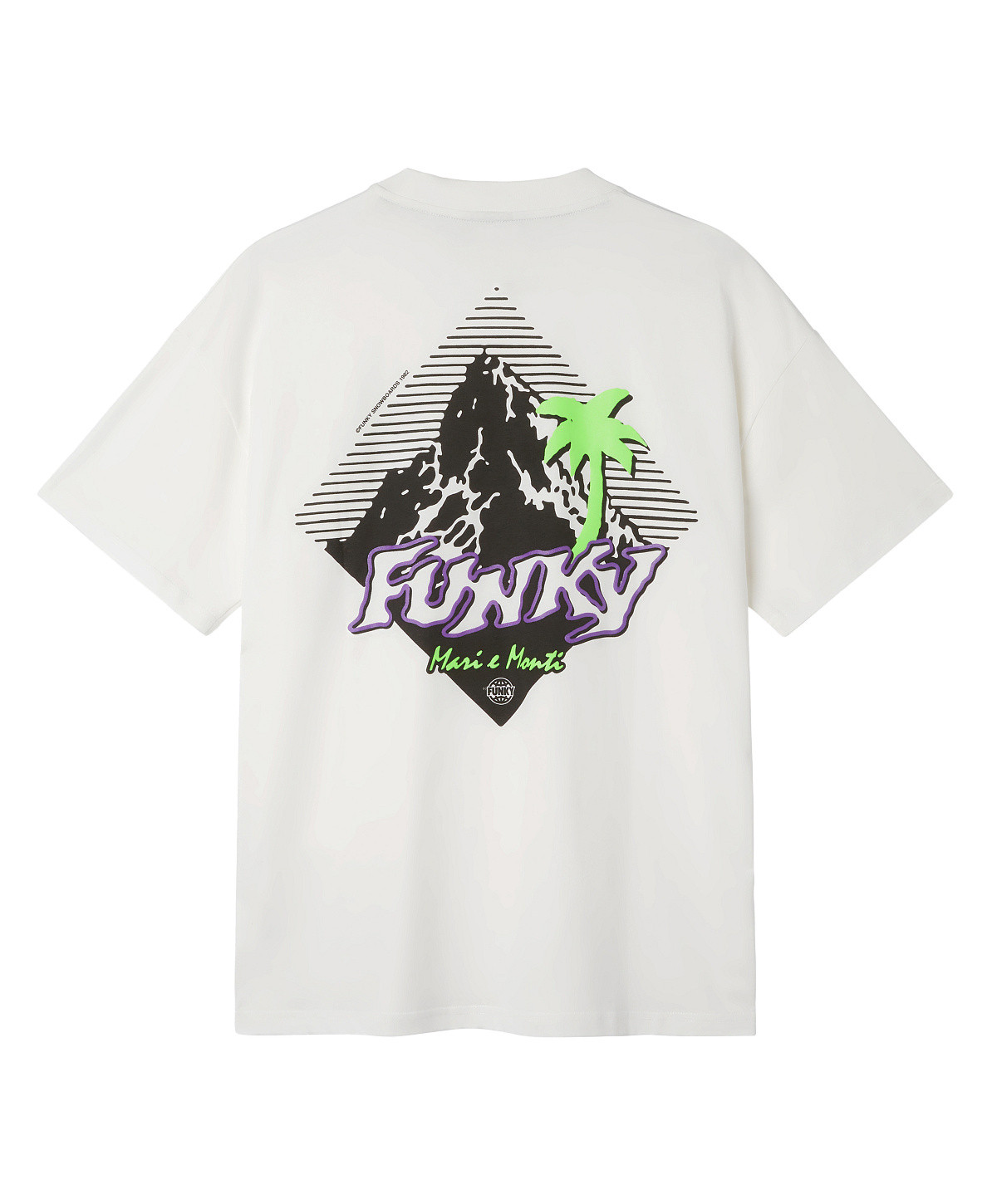 Funky - T-shirt girocollo con stampa mari e monti, Bianco, large image number 1