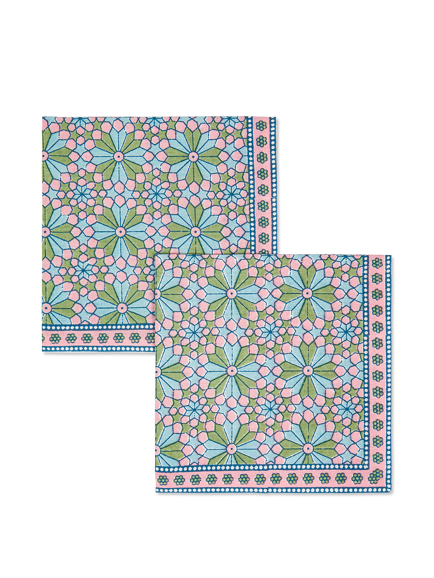 Set 2 tovaglioli puro cotone motivo floreale, Multicolor, large image number 0