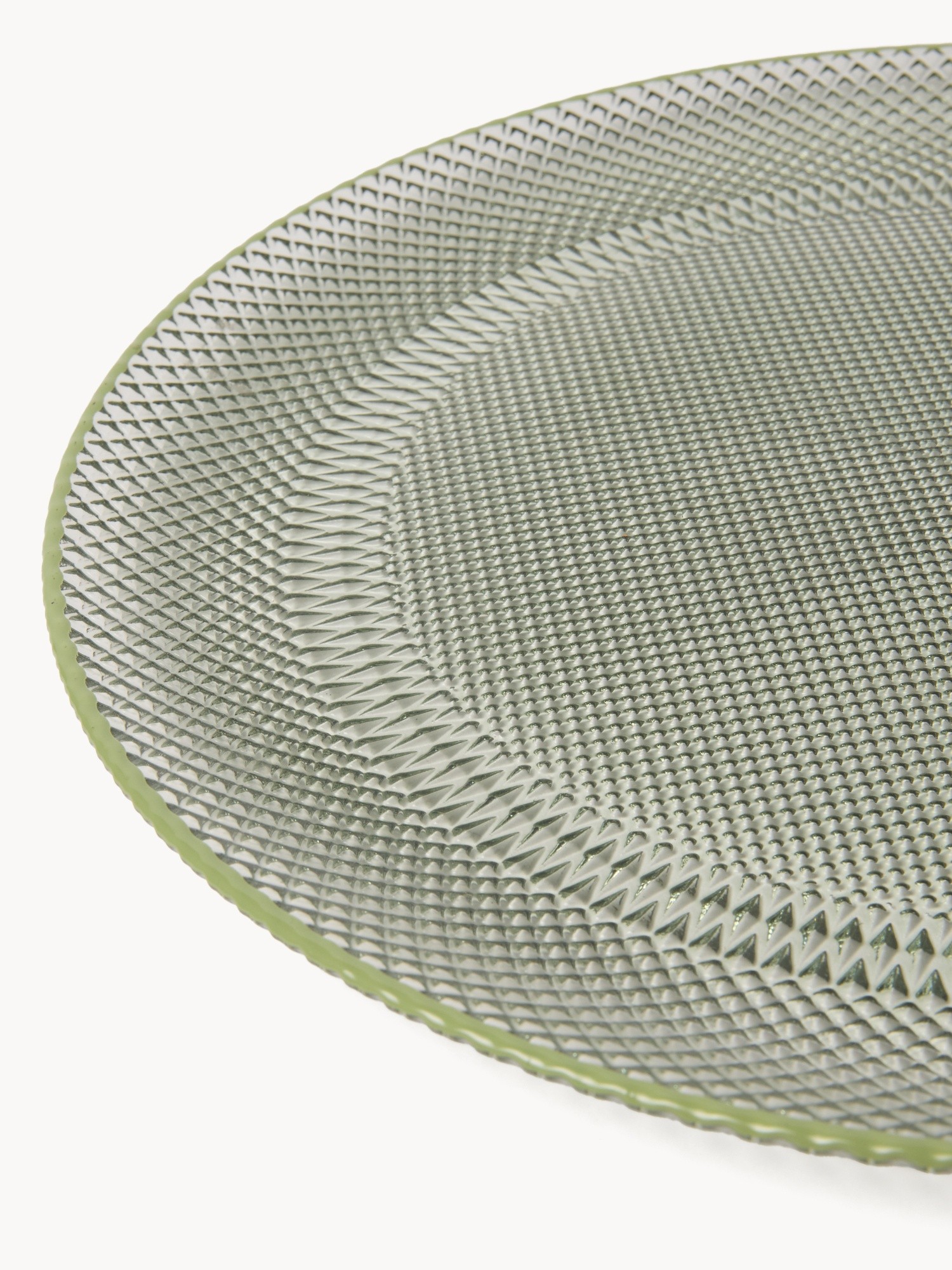 Piatto da portata in vetro lavorazione geometrica, Verde, large image number 1