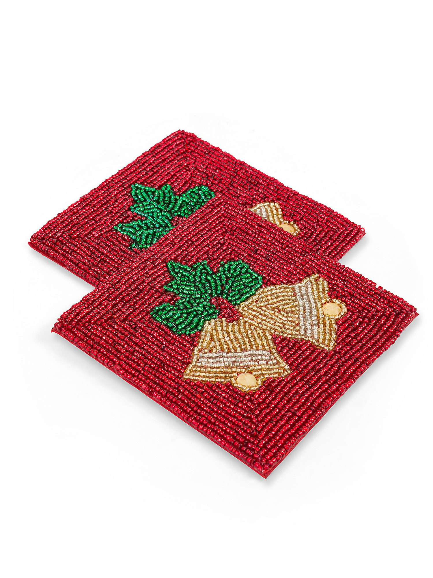 Set of 4 beaded coasters, Red, large image number 1
