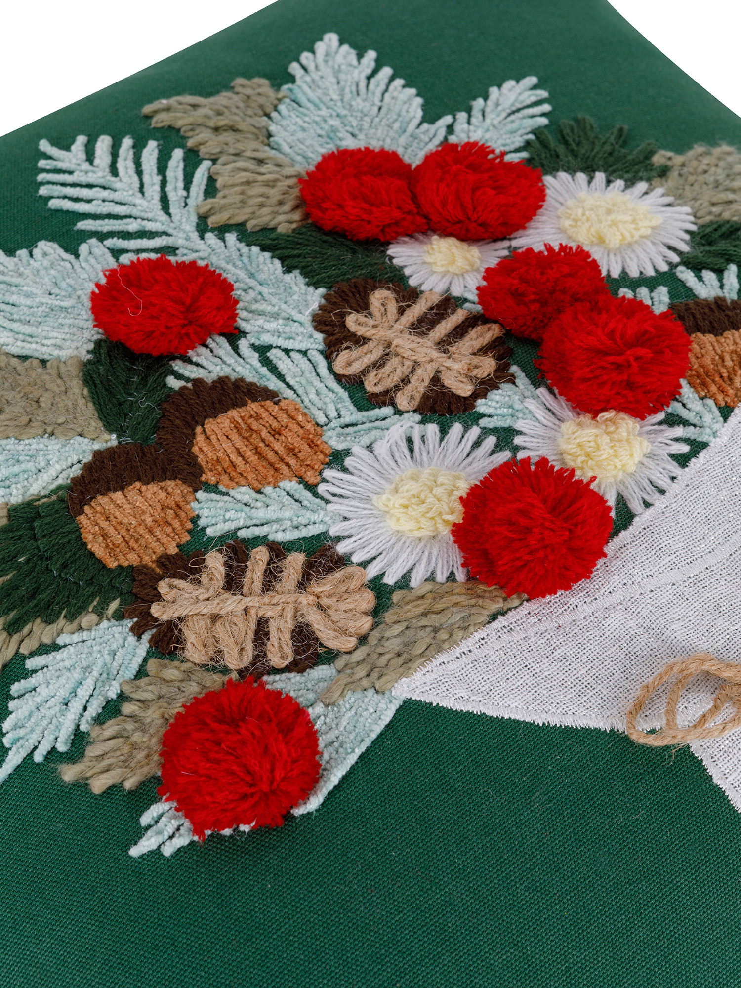 Cuscino ricamato bouquet natalizio 45x45 cm, Multicolor, large image number 2