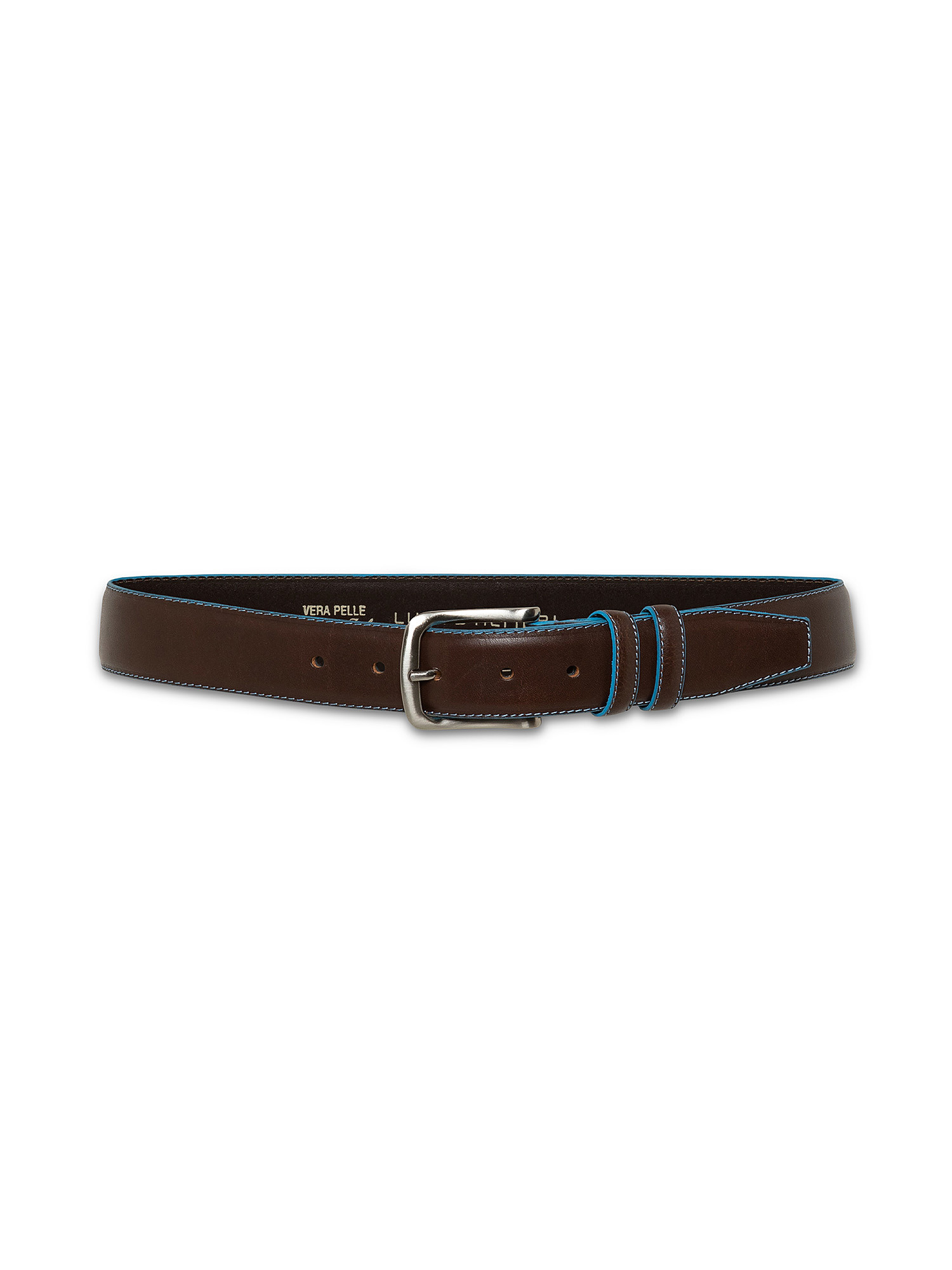 Solid color genuine leather belt, Brown, large image number 1