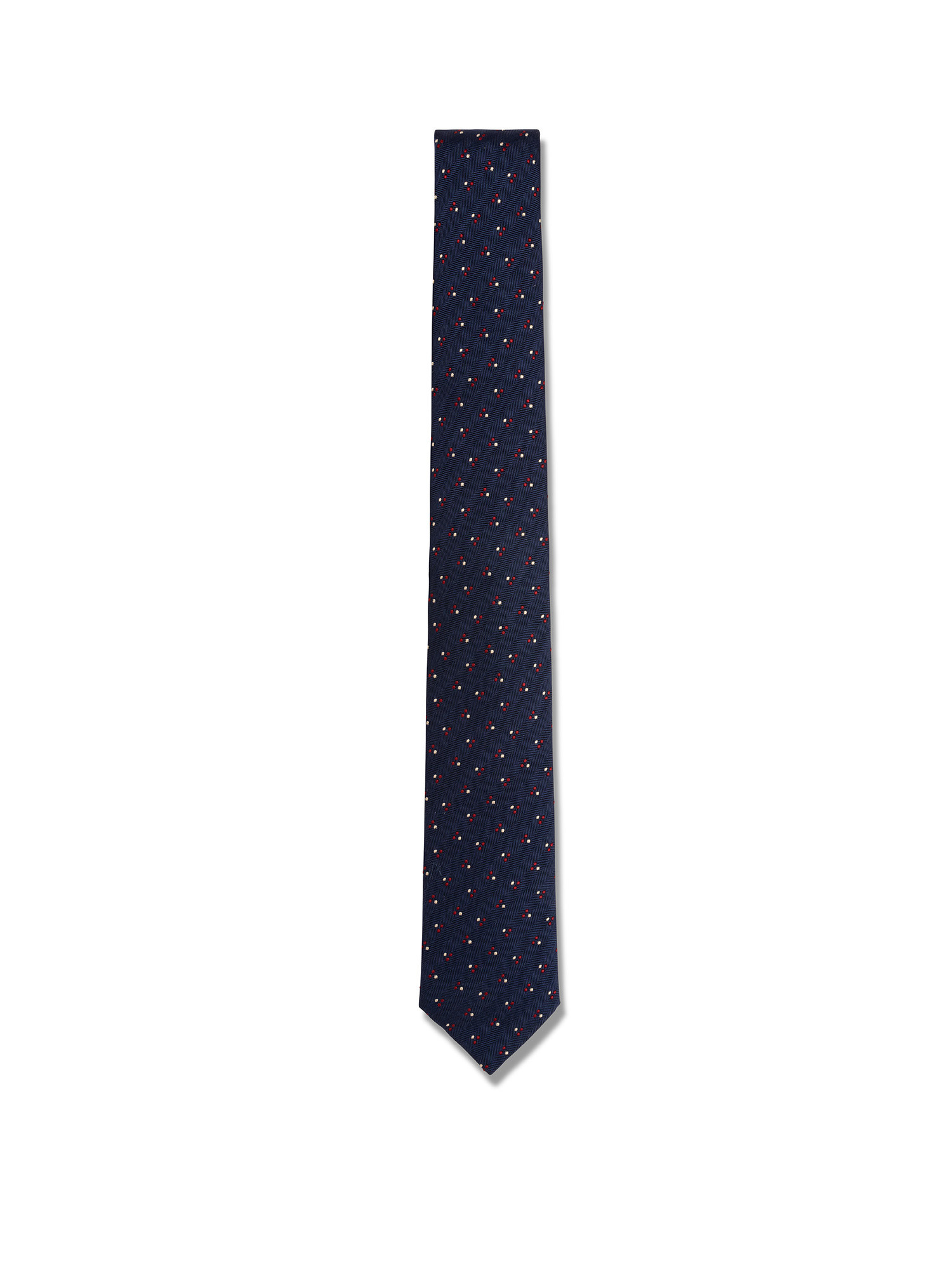 Luca D'Altieri - Patterned silk and cotton tie, Blue, large image number 1