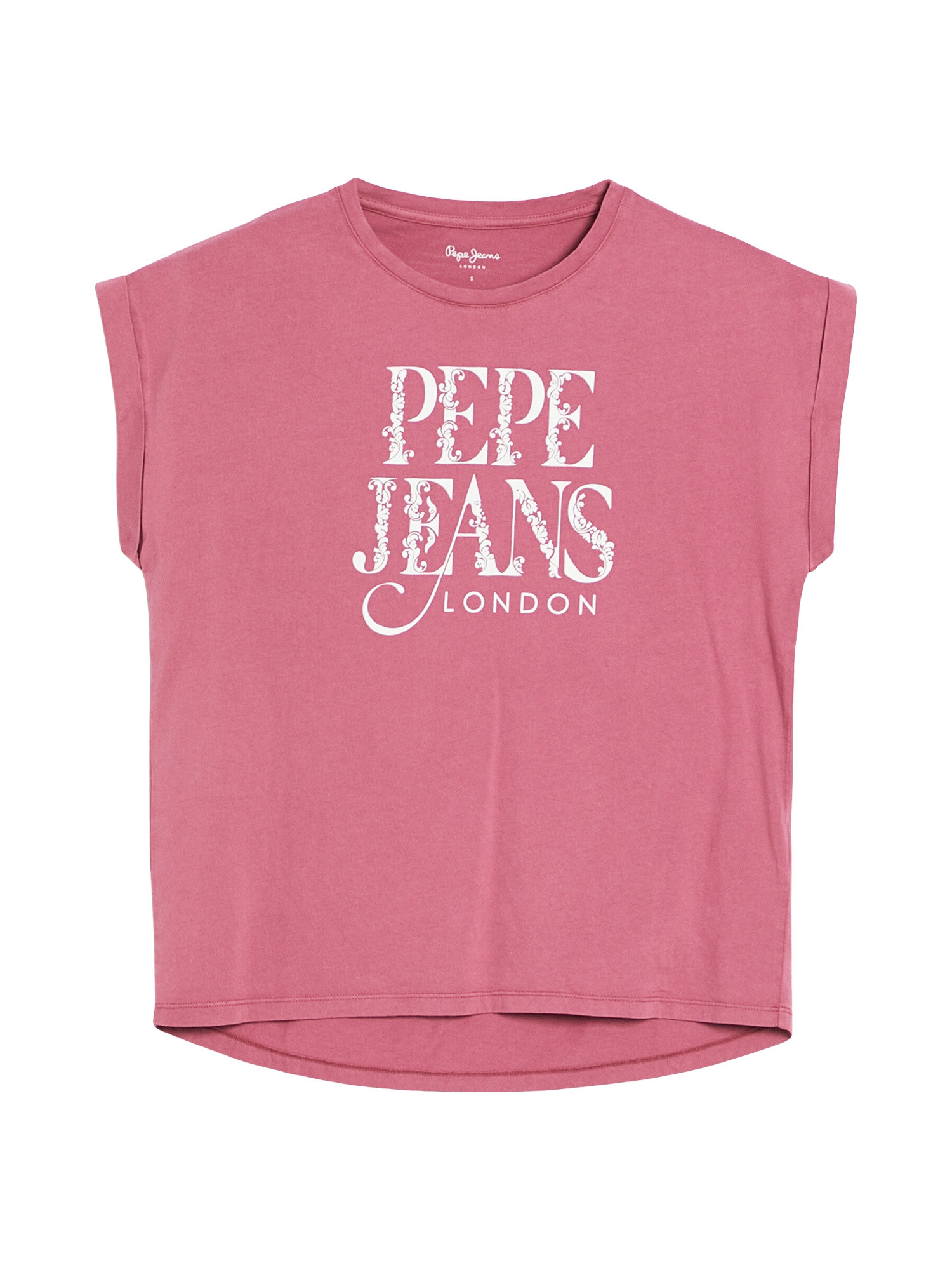 Pepe Jeans - T-shirt con logo in cotone, Rosa scuro, large image number 0