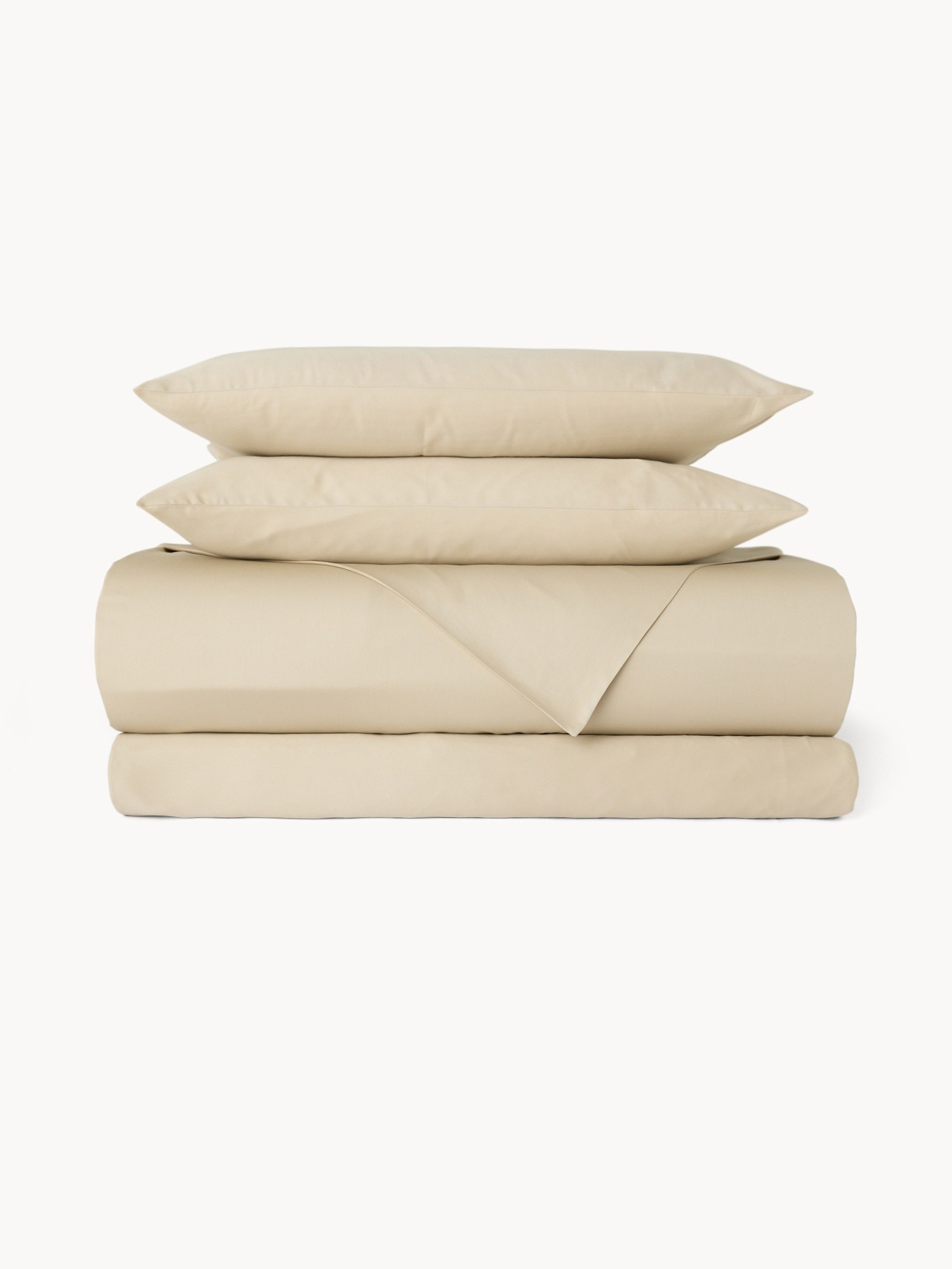 Completo lenzuolo in raso di cotone tinta unita - Prezzo di lancio, Beige, large image number 0