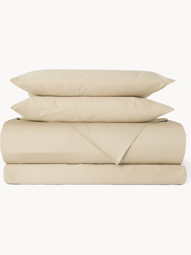 Completo lenzuolo in raso di cotone tinta unita - Prezzo di lancio