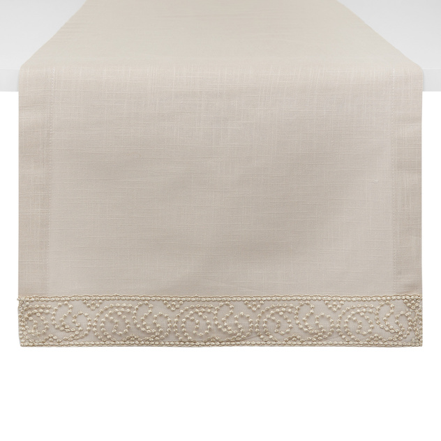 100% cotton table runner with tulle and lurex trim