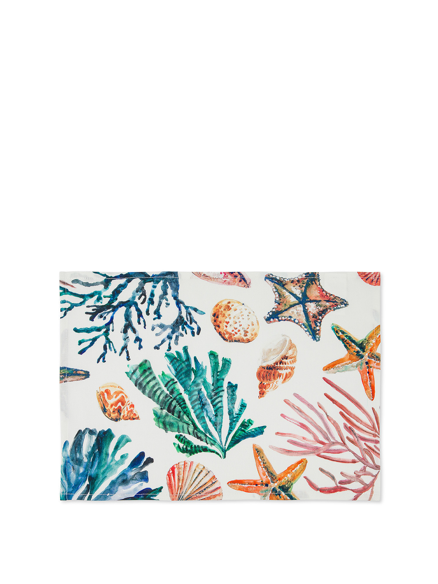 Set of 2 100% cotton placemats with marine print, White, large image number 0