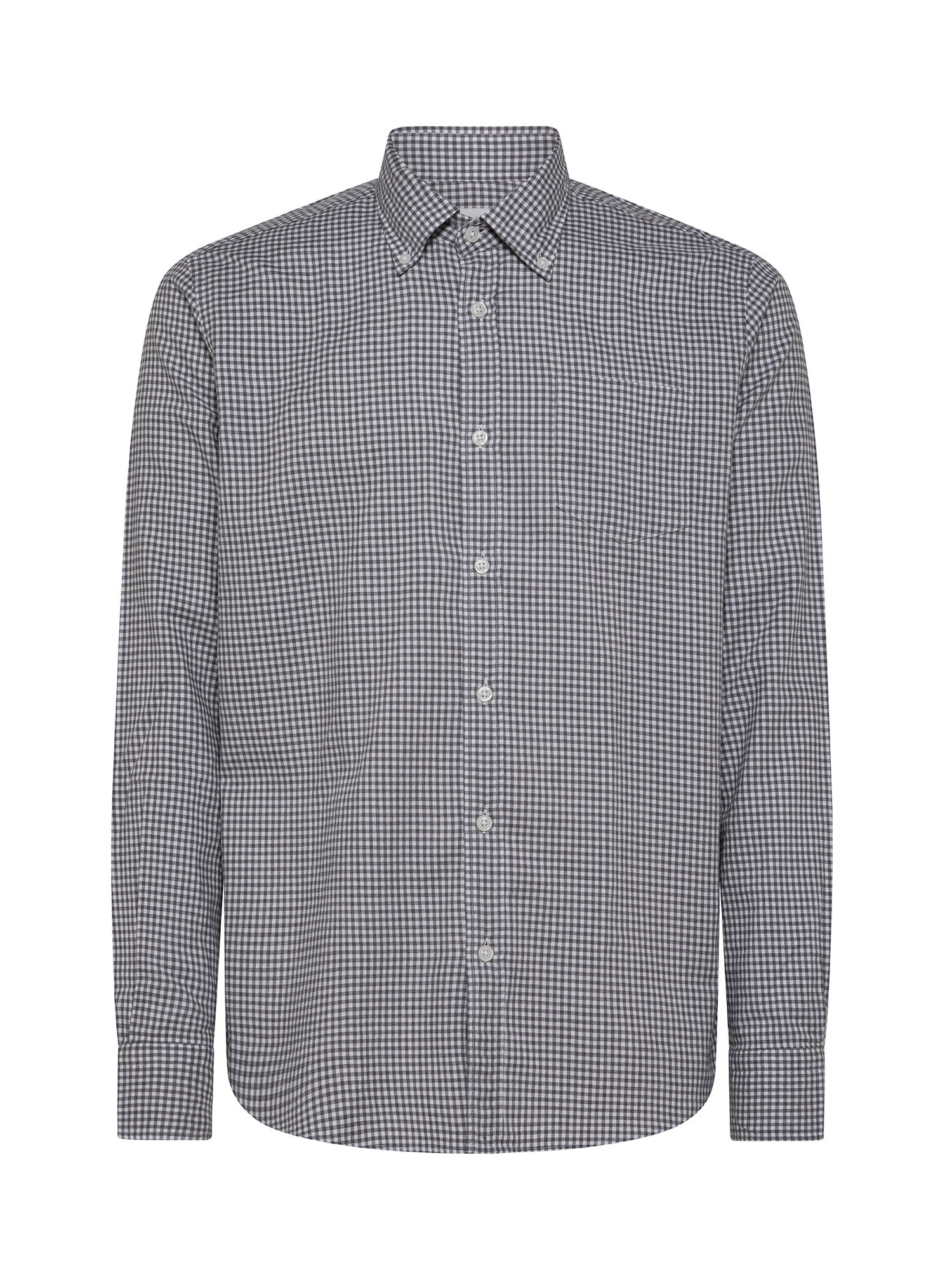 Tailor fit shirt in soft organic cotton flannel, Grey, large image number 1