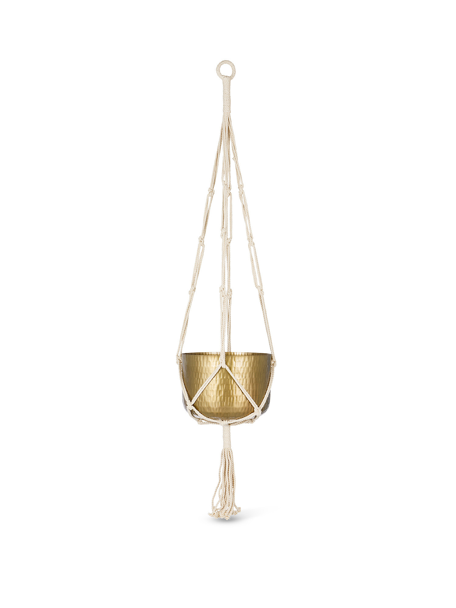 Suspended plant pot in iron and macramé, Transparent, large image number 0