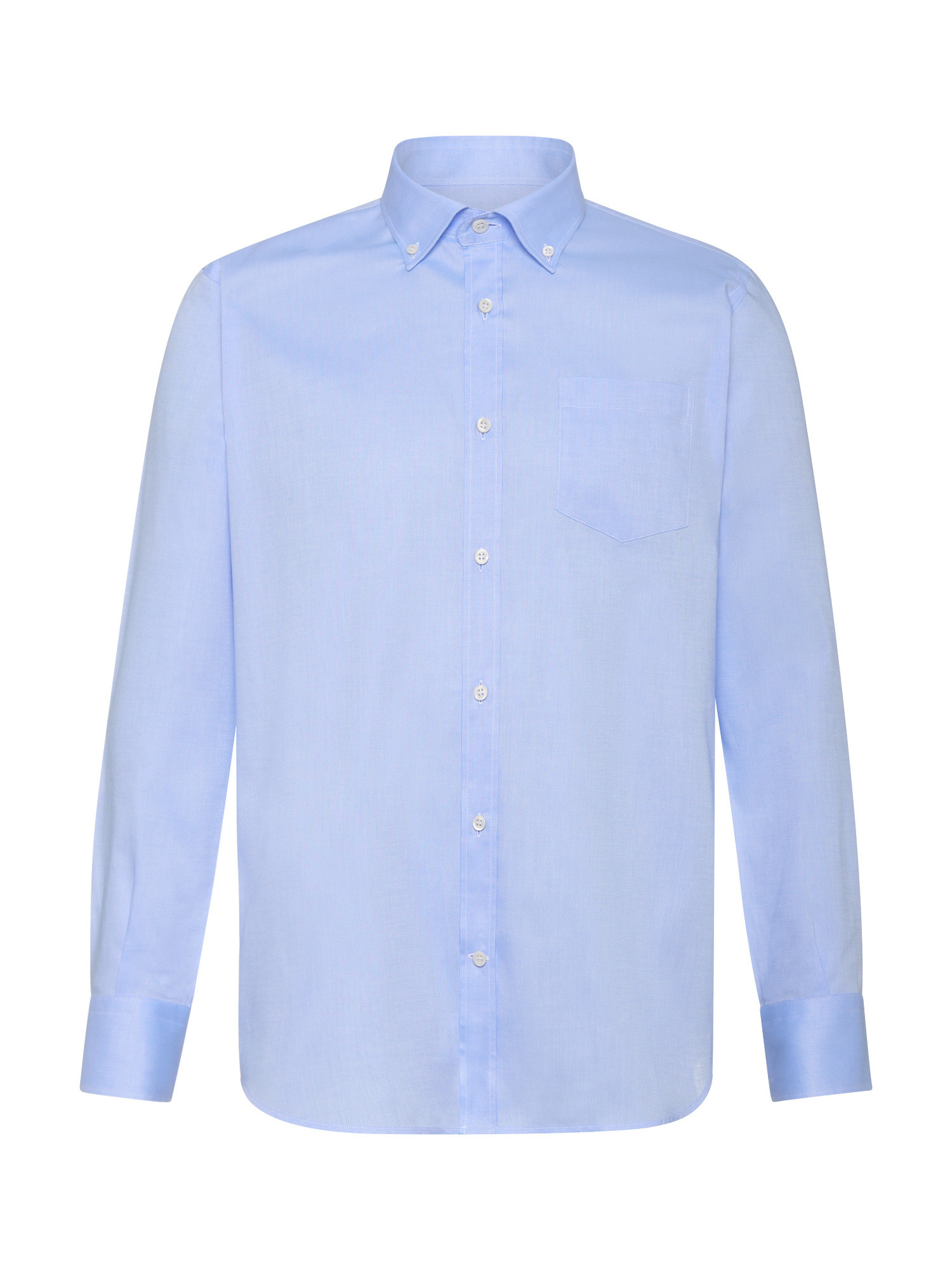 Luca D'Altieri - Camicia casual regular fit in oxford di puro cotone, Azzurro, large image number 1